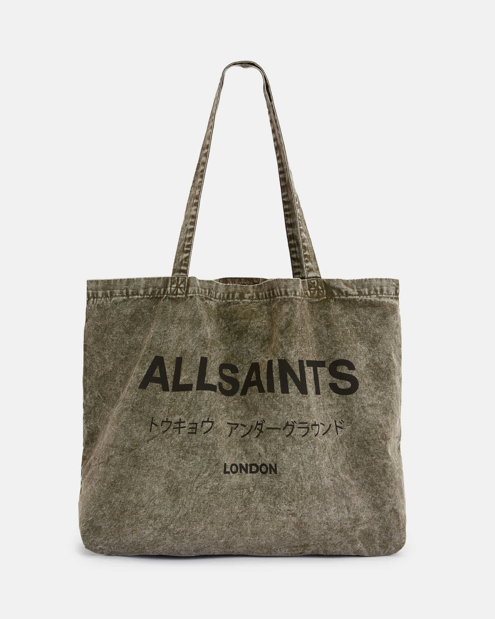 Underground Acid Wash Tote Bag GRASS GREEN/BLACK | ALLSAINTS US