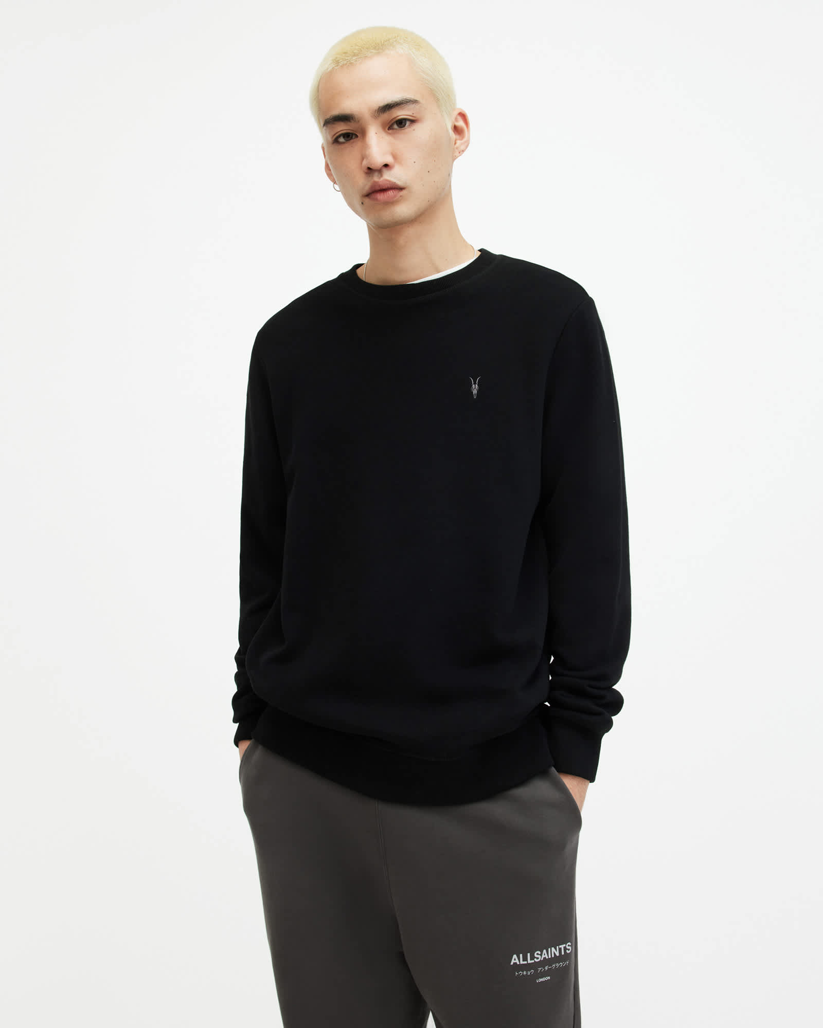 Raven Crew Neck Ramskull Sweatshirt Black | ALLSAINTS US
