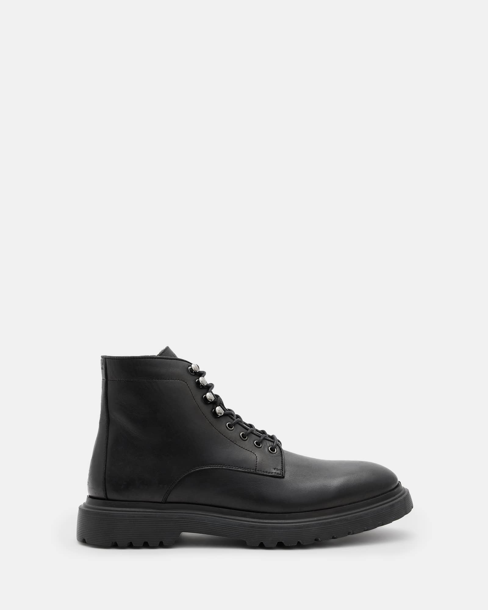 Nidd Leather Round Toe Ankle Boots Black/Black | ALLSAINTS display picture 1