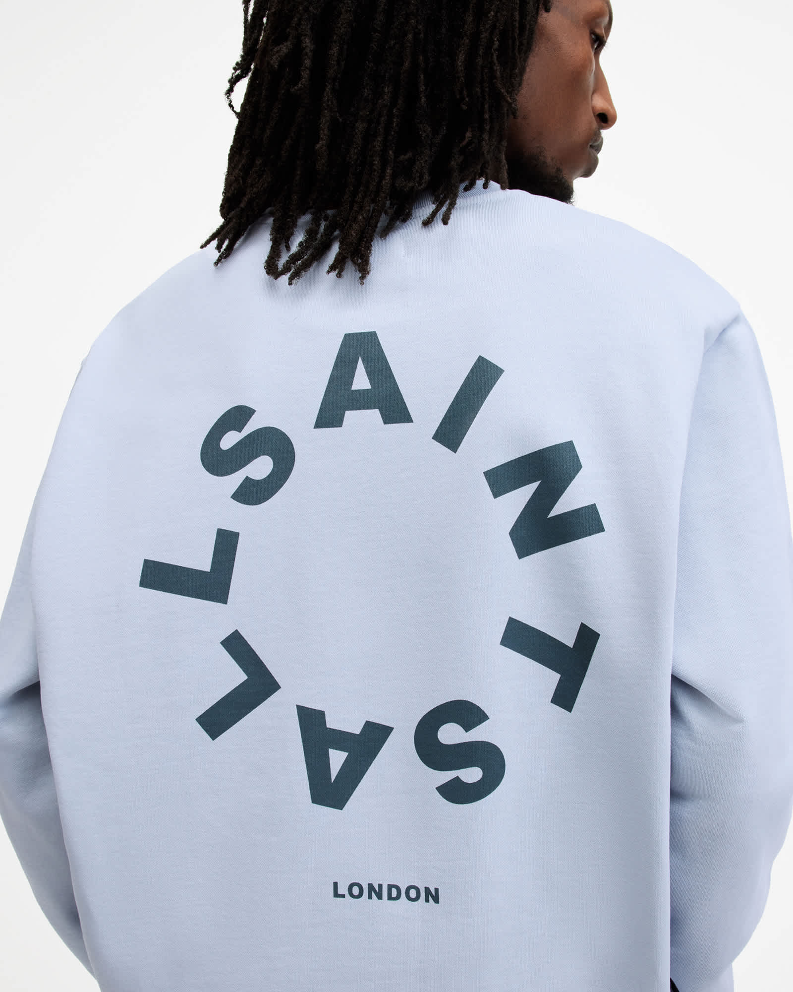 Tierra Oversized Circle Logo Sweatshirt ASHCOTT BLUE | ALLSAINTS Tierra Oversized Circle Logo Sweatshirt ASHCOTT BLUE | ALLSAINTS
