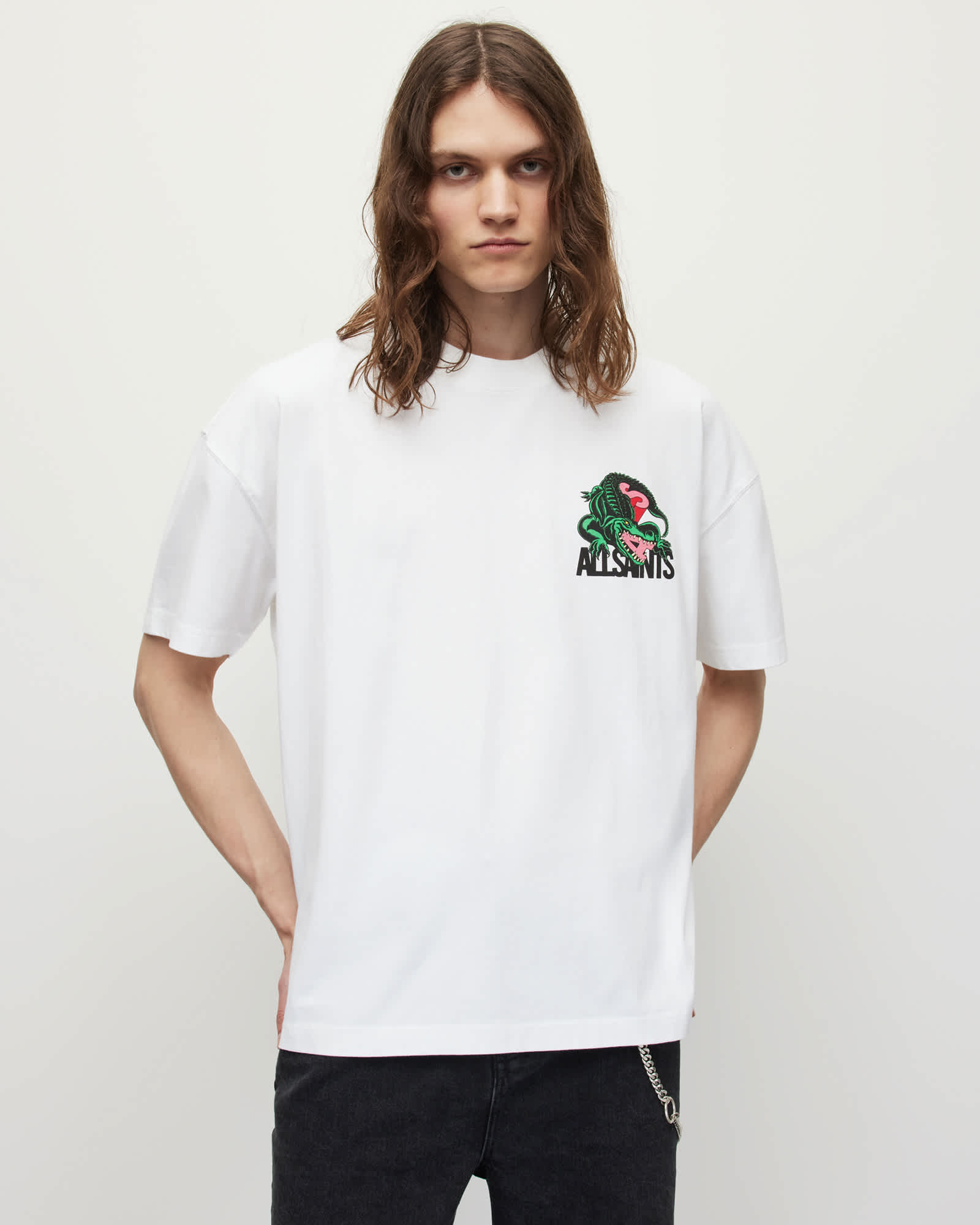 Gator Crew Neck Graphic Print T-Shirt Optic White | ALLSAINTS