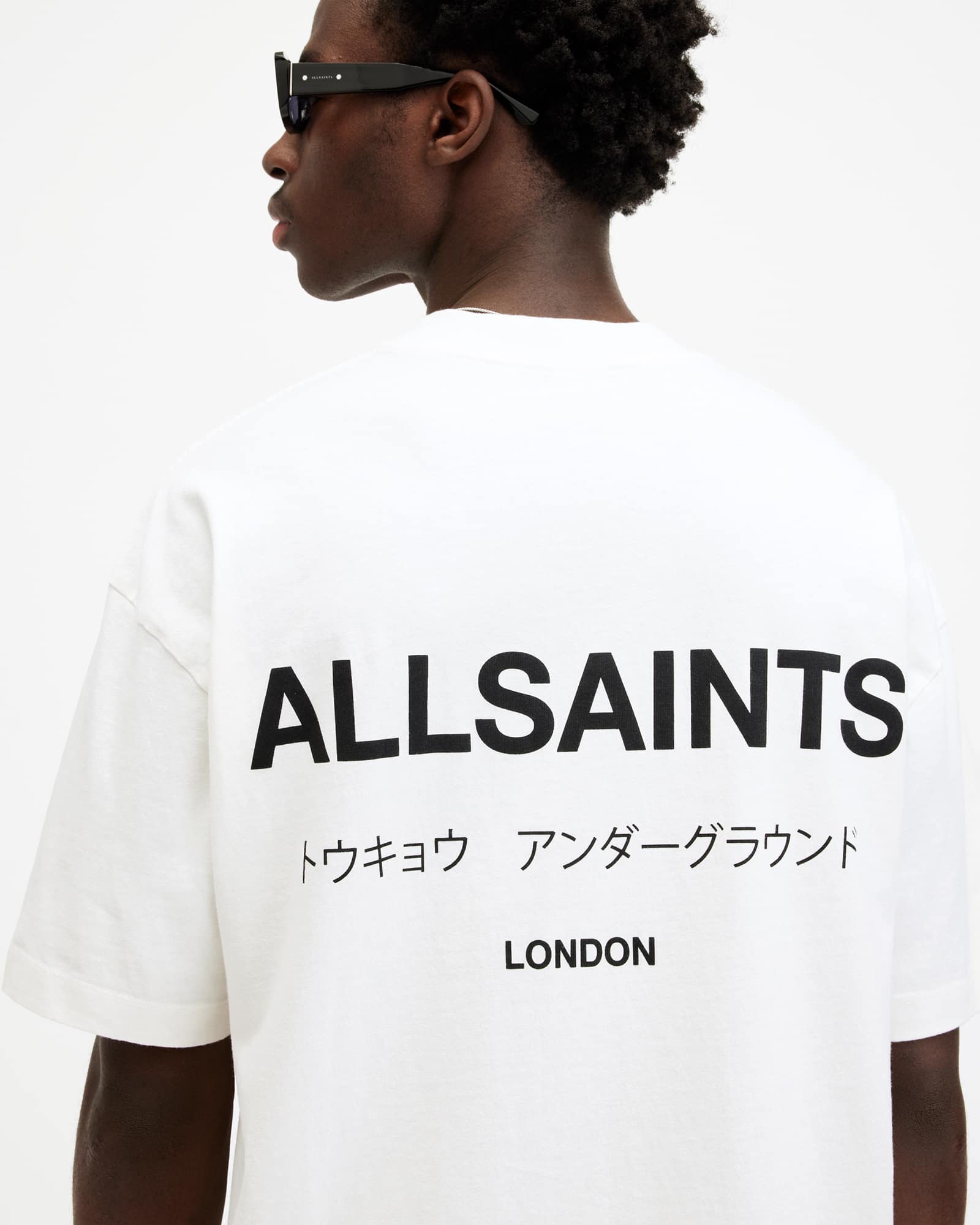 珍しい  Crew Oversized Underground T-Shirt US ALLSAINTS | WHITE ASHEN トップス