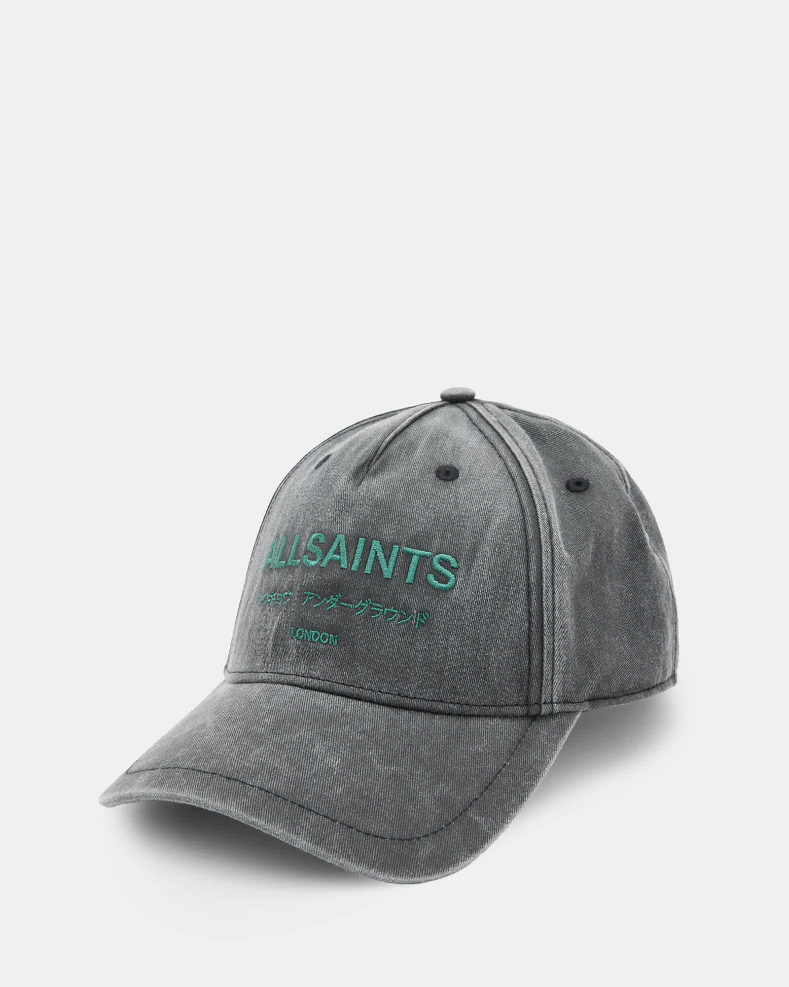 Underground Logo Print Baseball Cap WASHED BLACK/GREEN