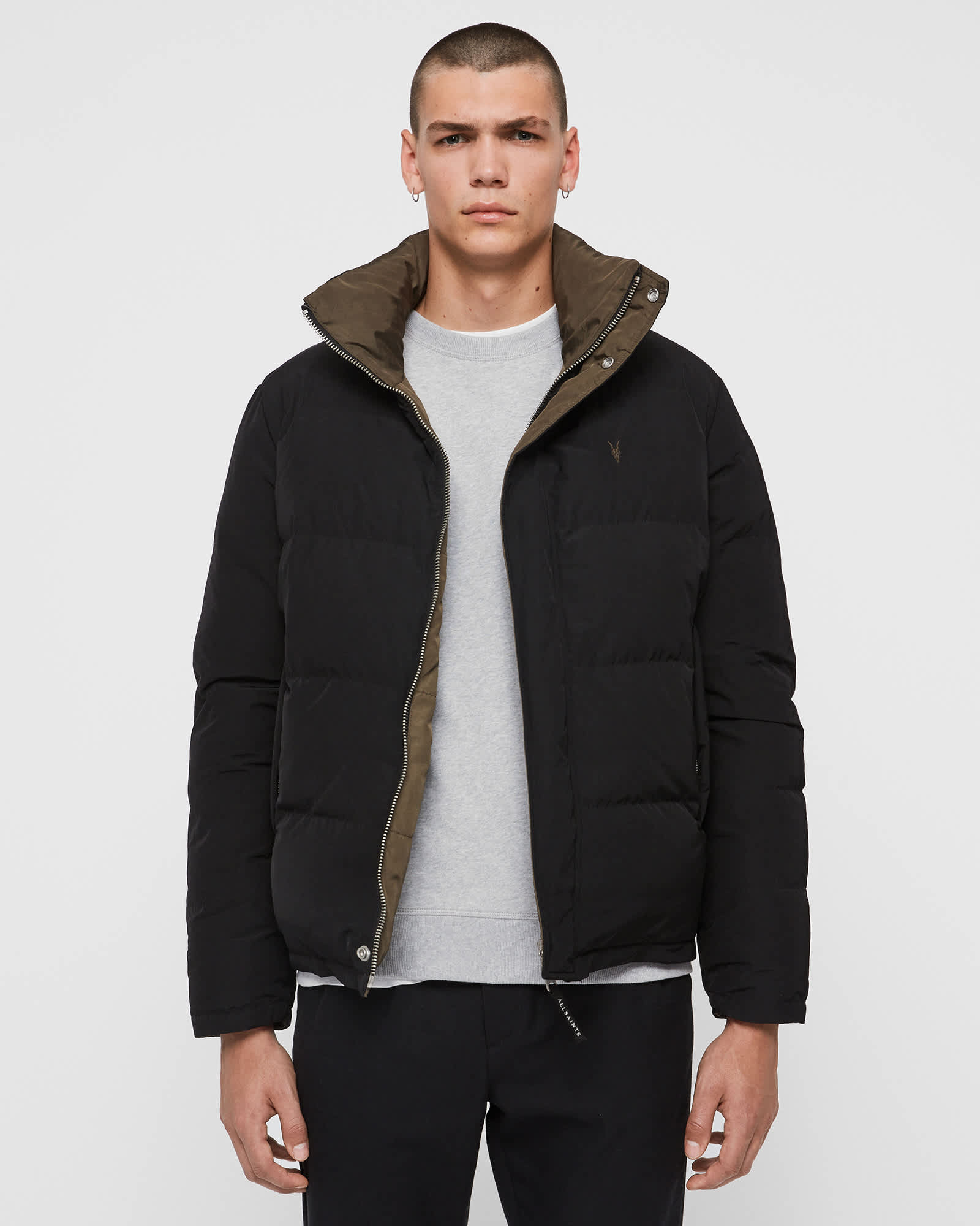 Novern Reversible Ramskull Puffer Jacket BLACK/KHAKI BROWN