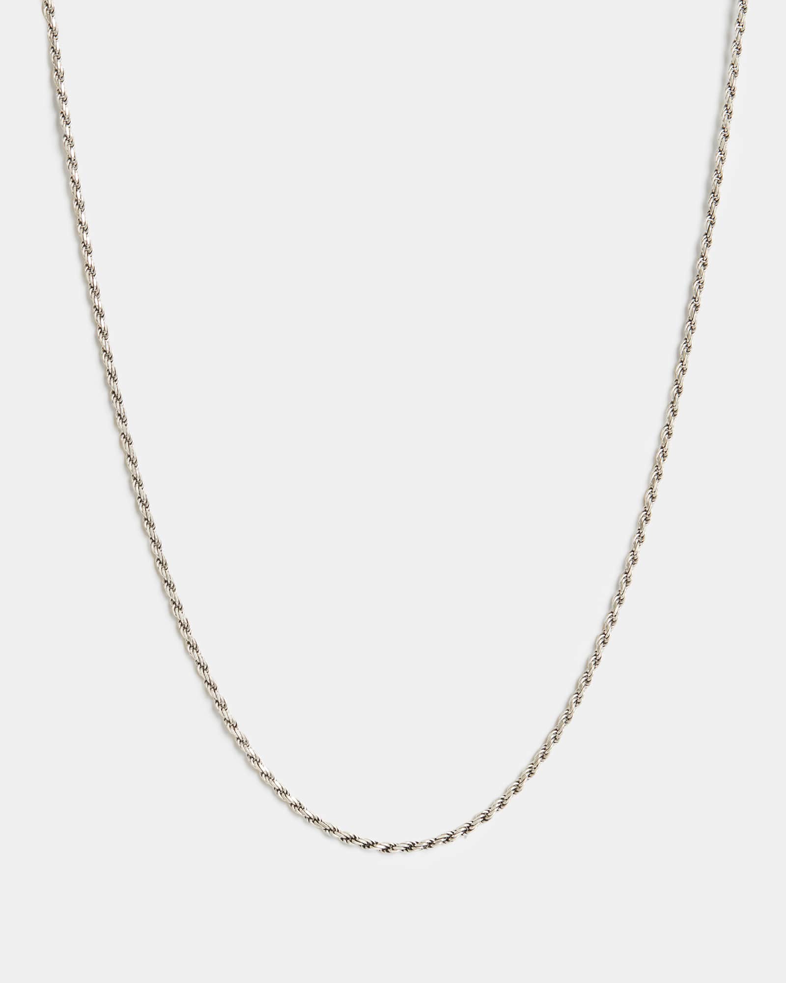 Rope Chain Sterling Silver Long Necklace WARM SILVER Rope Chain Sterling Silver Long Necklace WARM SILVER