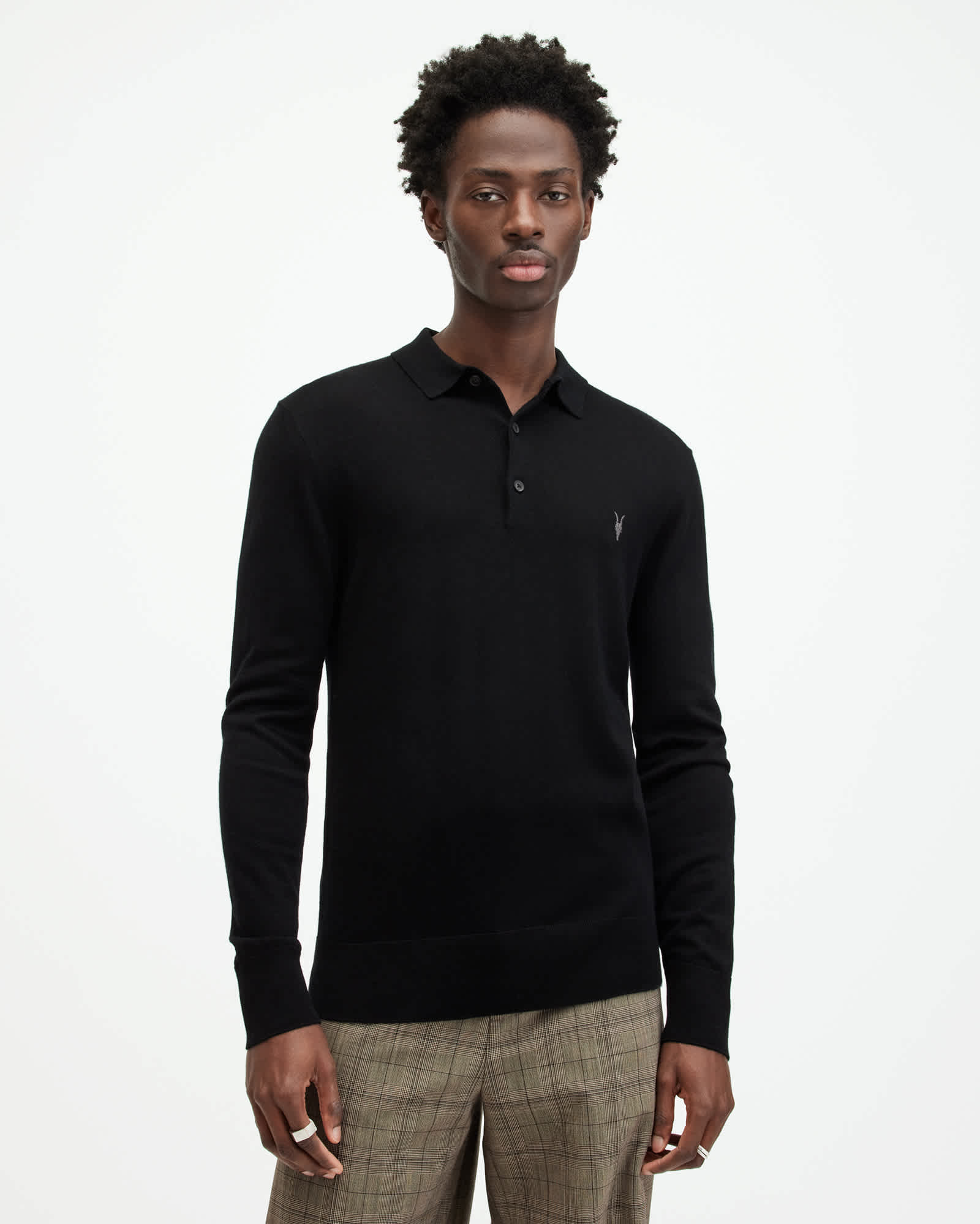 Mode Merino Polo Black | ALLSAINTS US