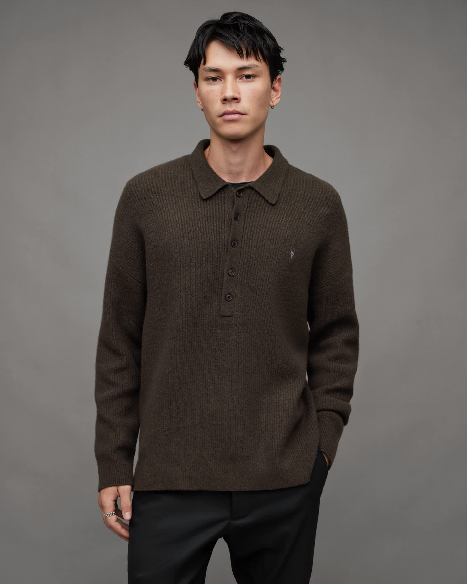 Shapley Long Sleeve Polo Neck Sweater DARK IVY GREEN