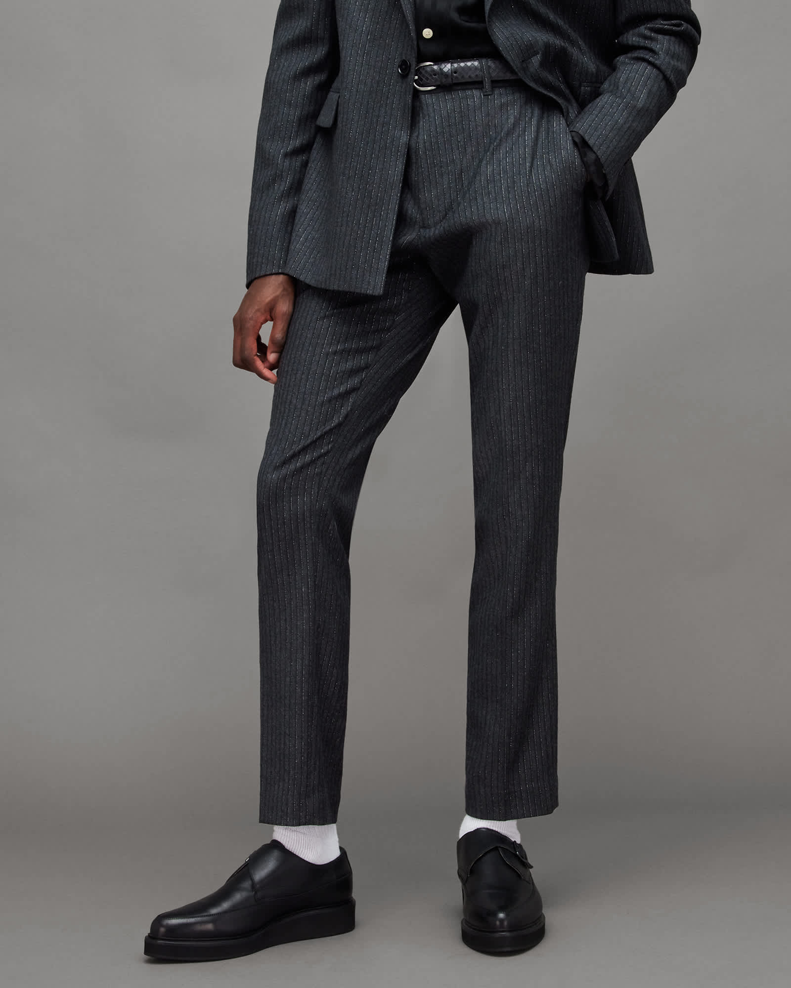 Androm Metallic Pinstripe Skinny Pants Charcoal Grey Androm Metallic Pinstripe Skinny Pants Charcoal Grey
