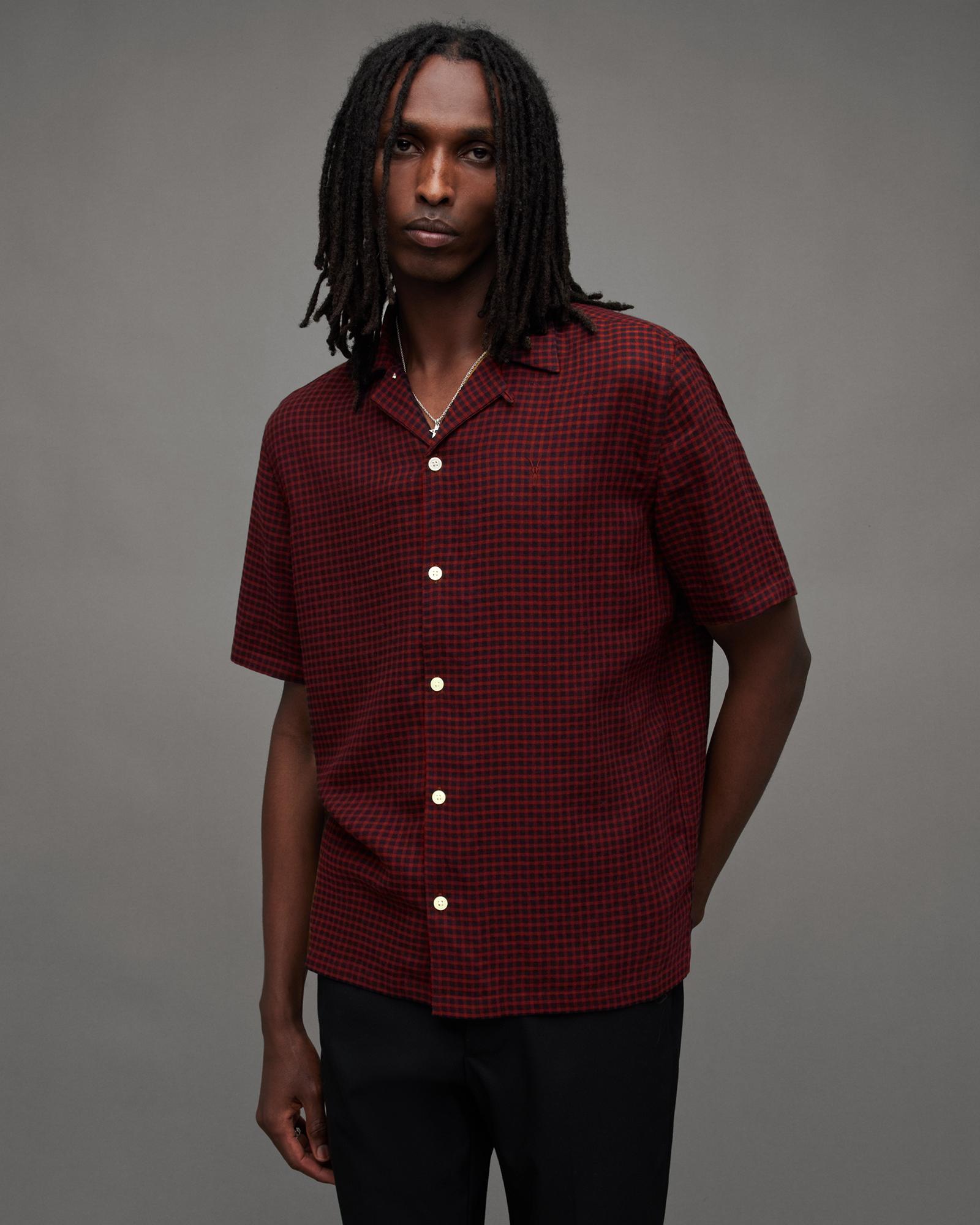 Glendale Checked Ramskull Shirt MARS RED | ALLSAINTS US