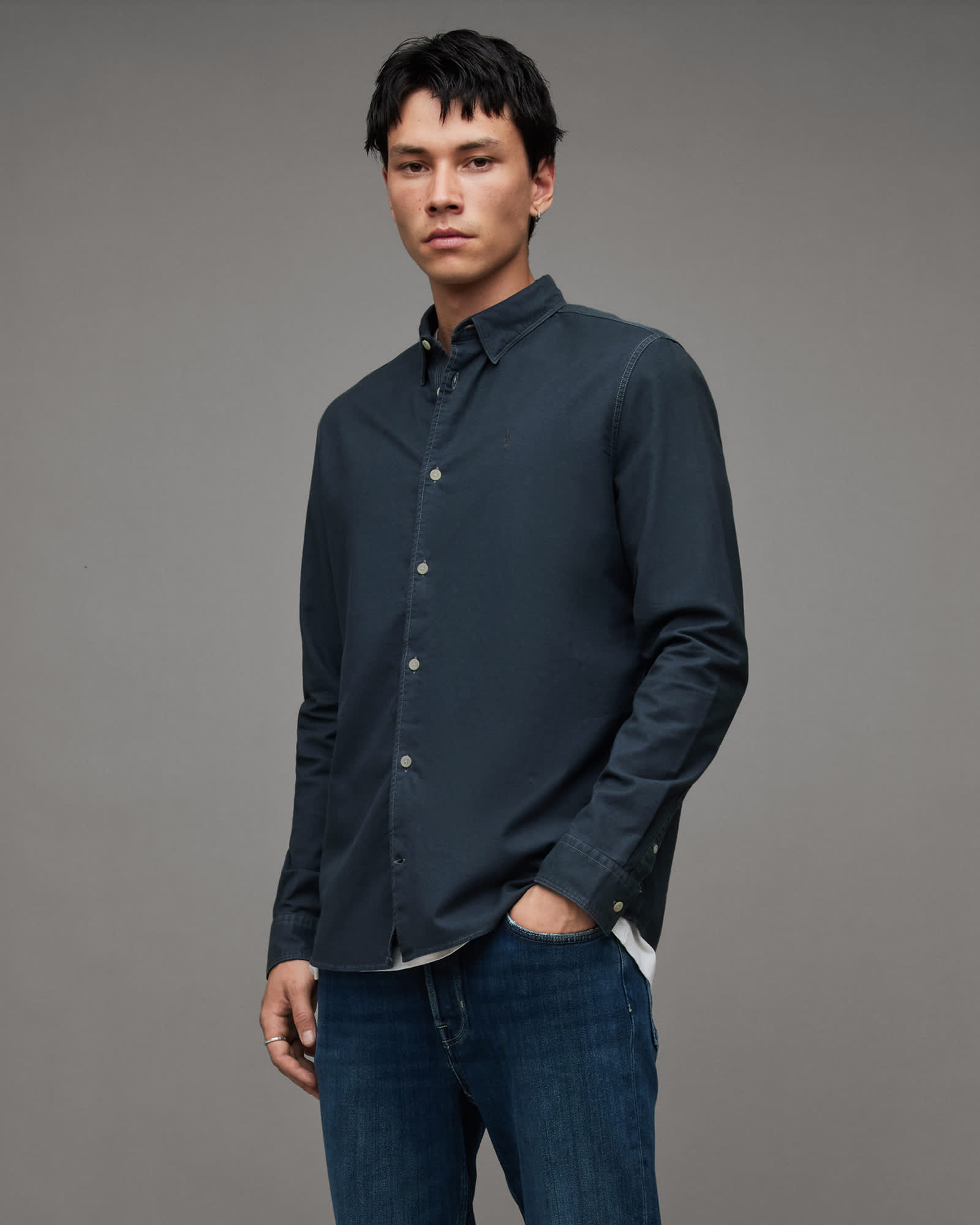 ALLSAINTS シャツ AllSaints Azur Long Sleeve Cotton Button-Up Shirt | Nordstromrack