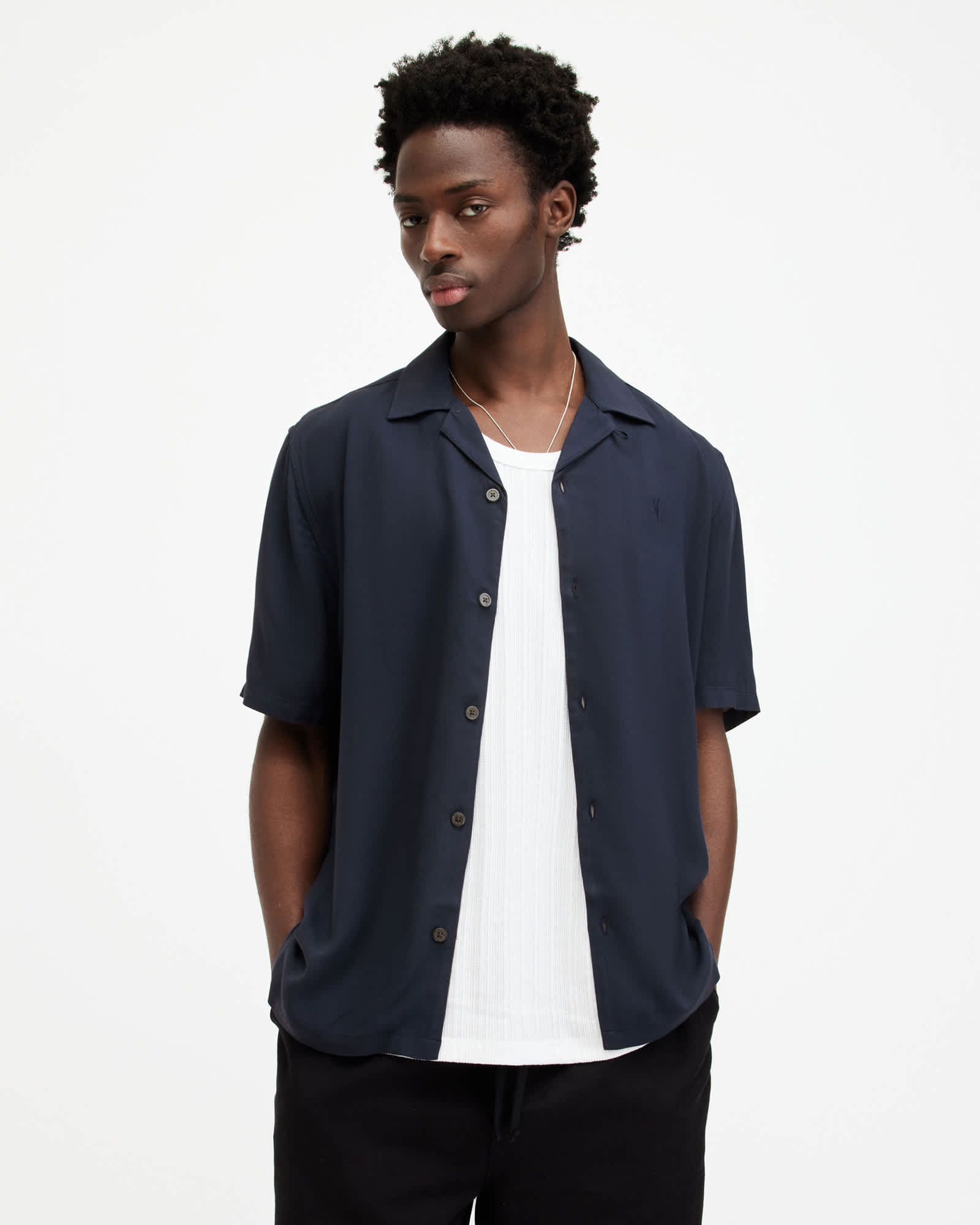 Venice Revere Collar Ramskull Shirt NIGHT SKY BLUE | ALLSAINTS US