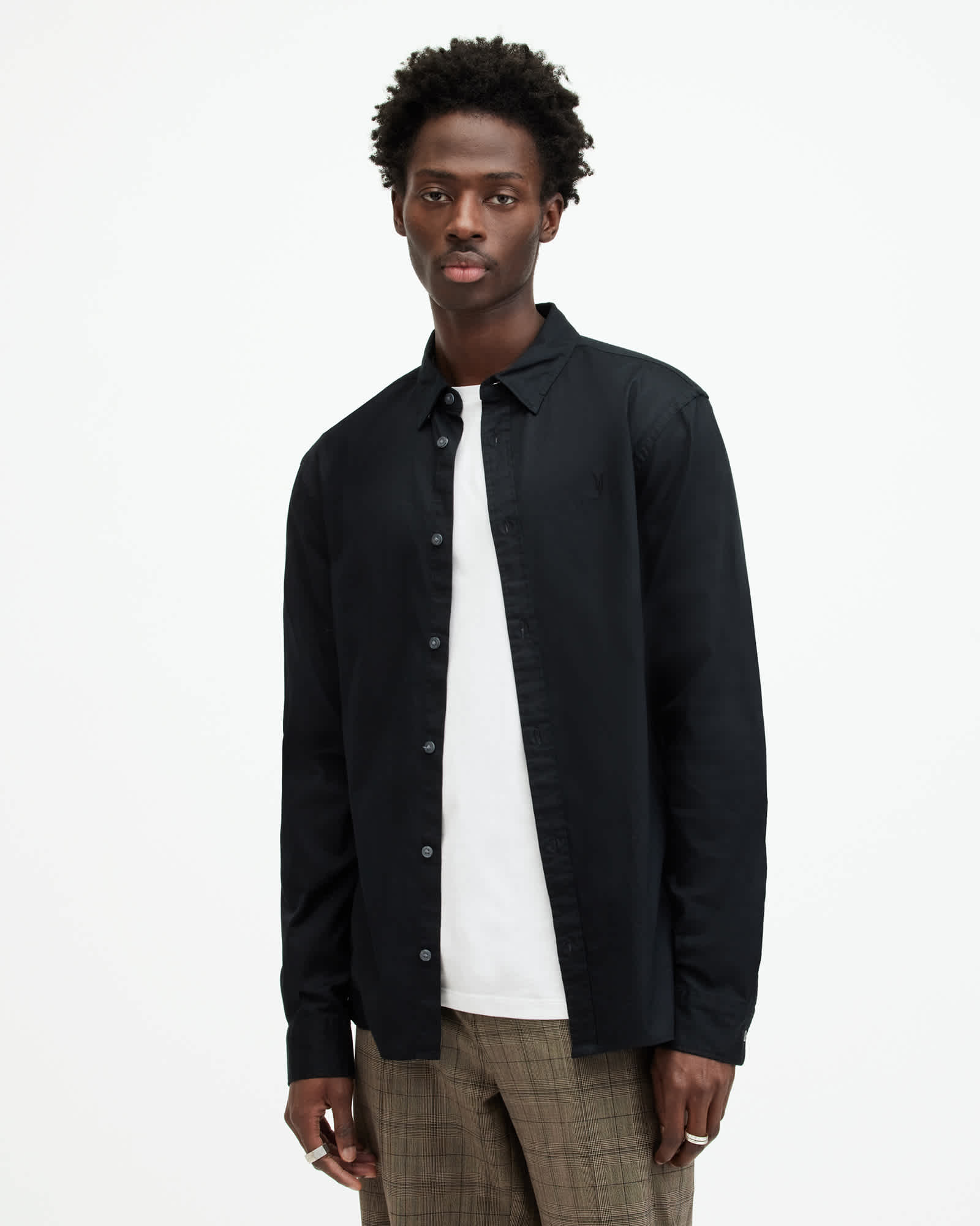Hawthorne Ramskull Stretch Fit Shirt Black | ALLSAINTS US
