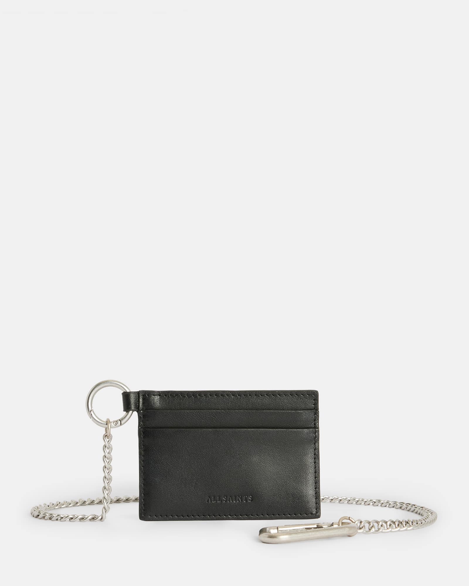 Makoto Chain Leather Cardholder Wallet Black | ALLSAINTS