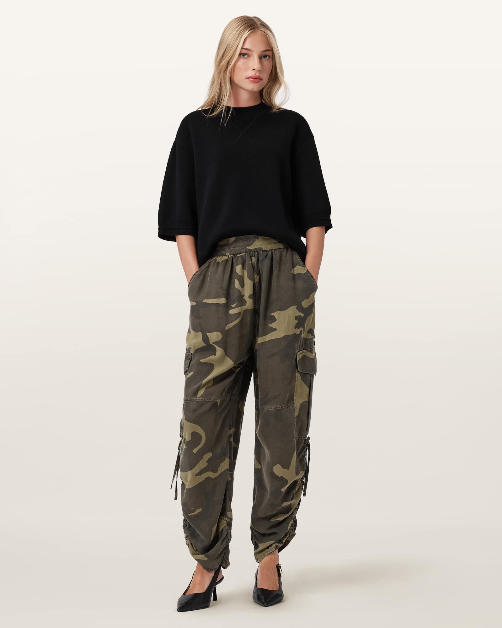 Kaye Tencel Trousers CAMO GREEN | ALLSAINTS DE