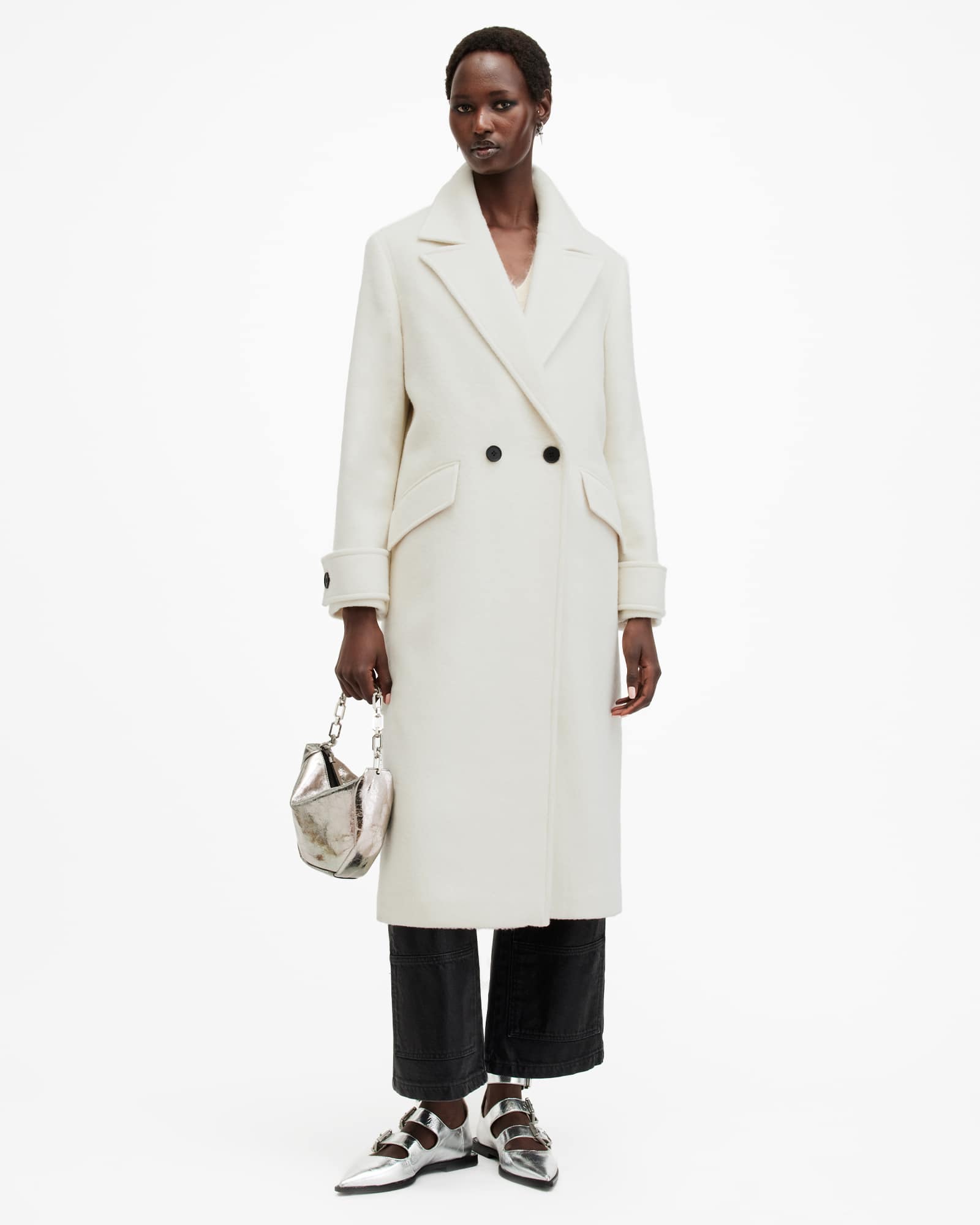 Mabel Double Breasted Oversized Coat DESERT WHITE | ALLSAINTS