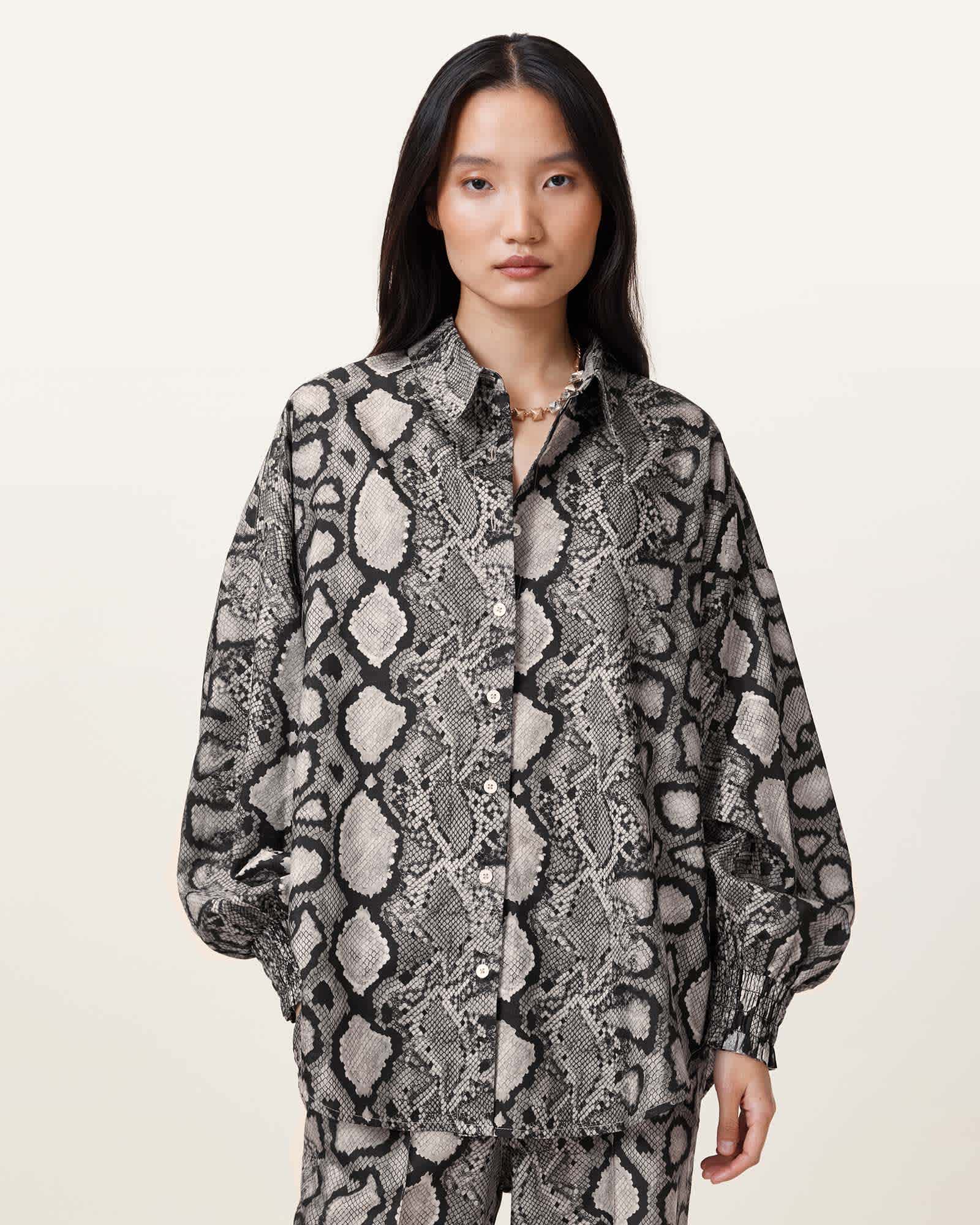 格安 Charli Snake Print Long Sleeve Shirt FLOW ECRU WHITE トップス
