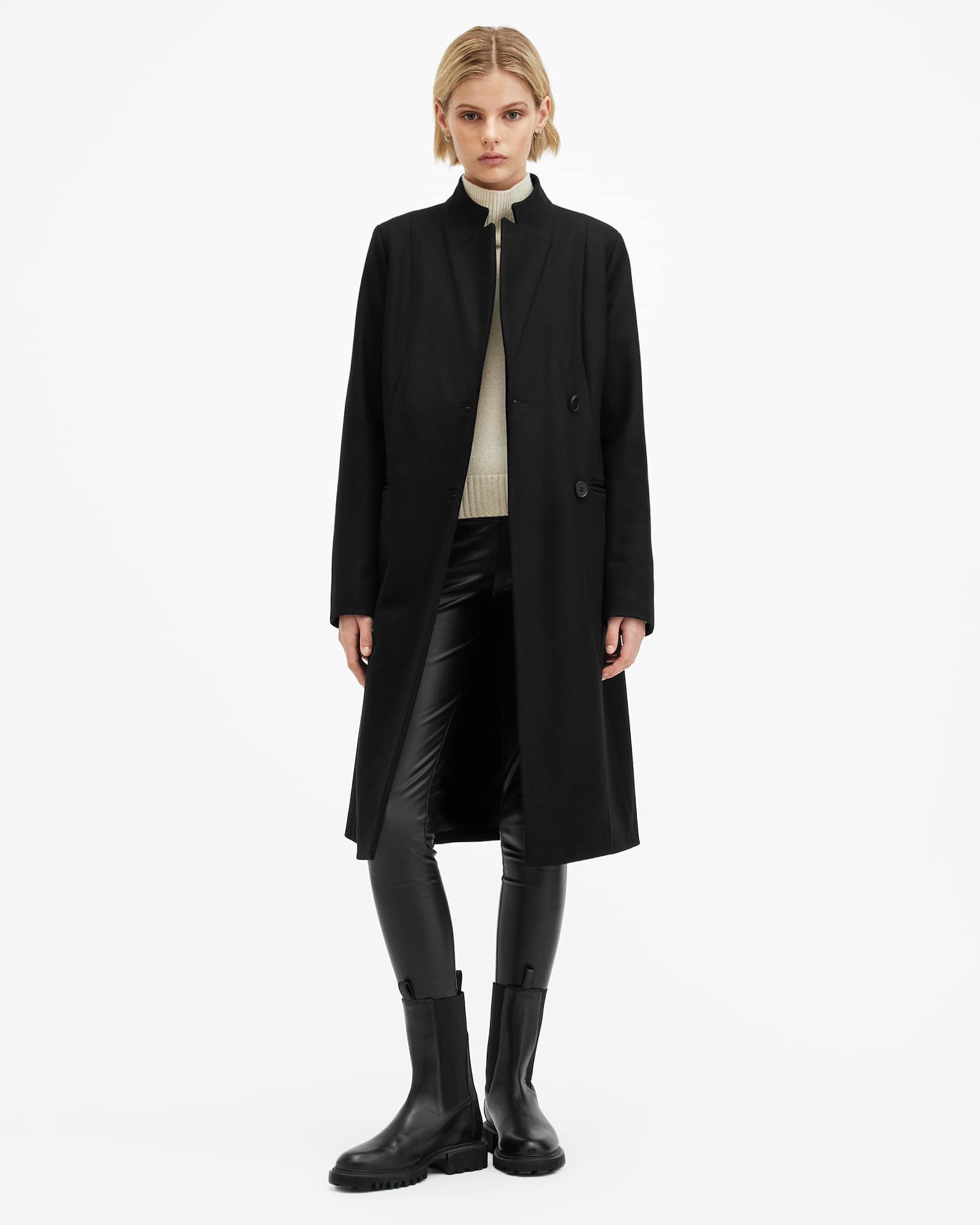 Sidney Wool Cashmere Blend Tailored Coat Black | ALLSAINTS