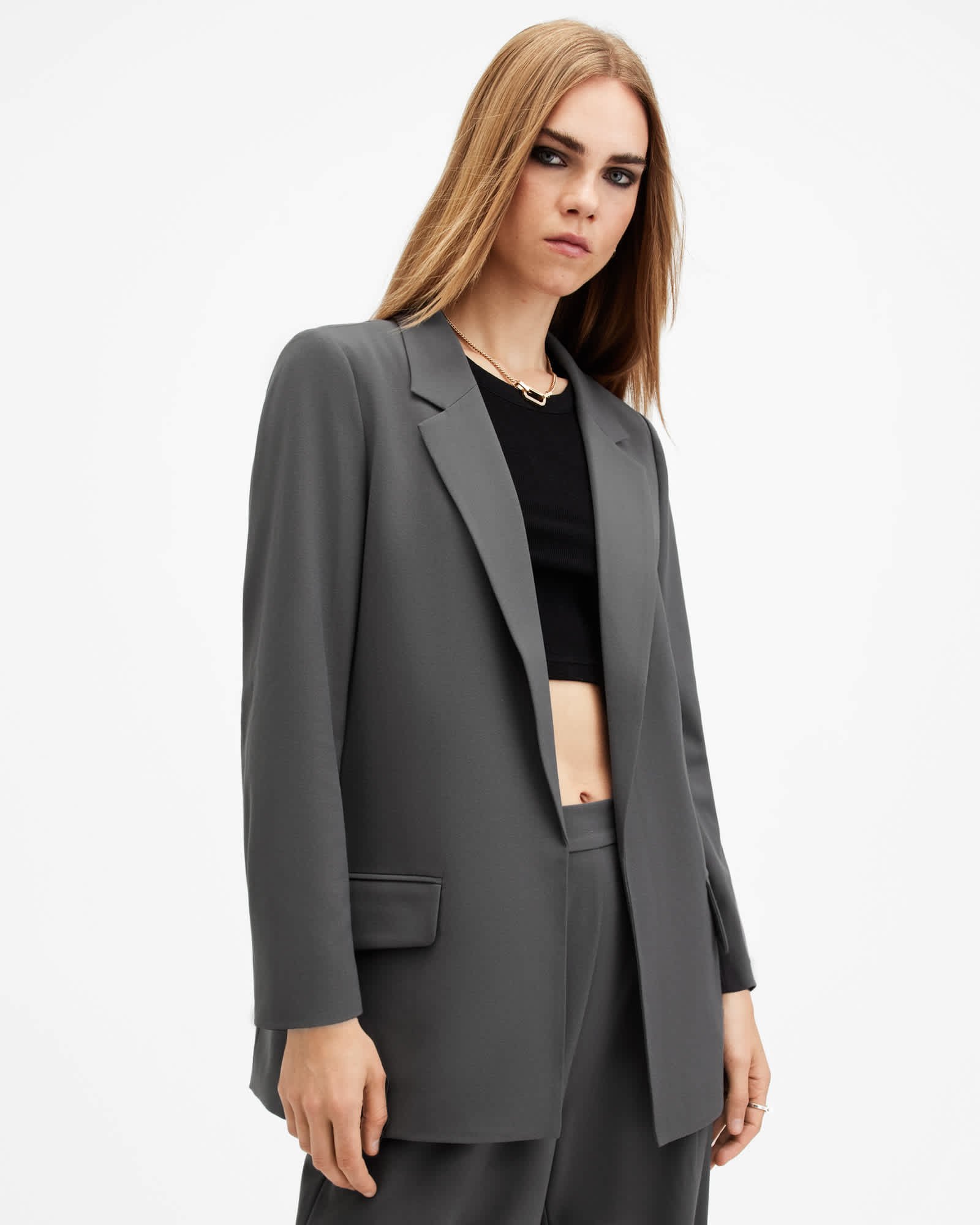 ワンピース Zen Half Sleeve Suit Jacket Dress Gray Regenerated Tailoring Boxy Jacket • Marine Serre