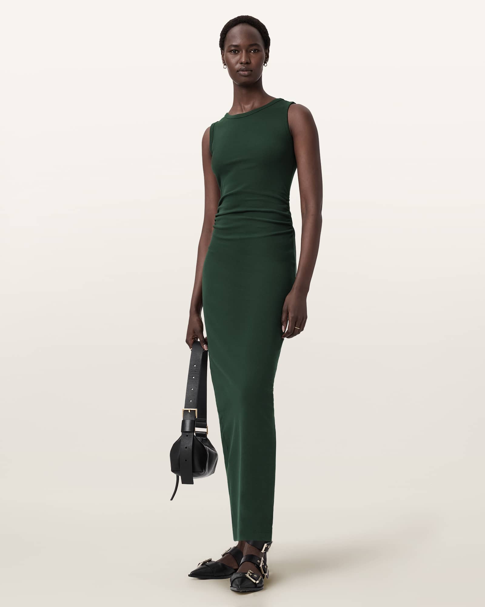 Katarina Boat Neck Slim Fit Maxi Dress EMERALD GREEN | ALLSAINTS US