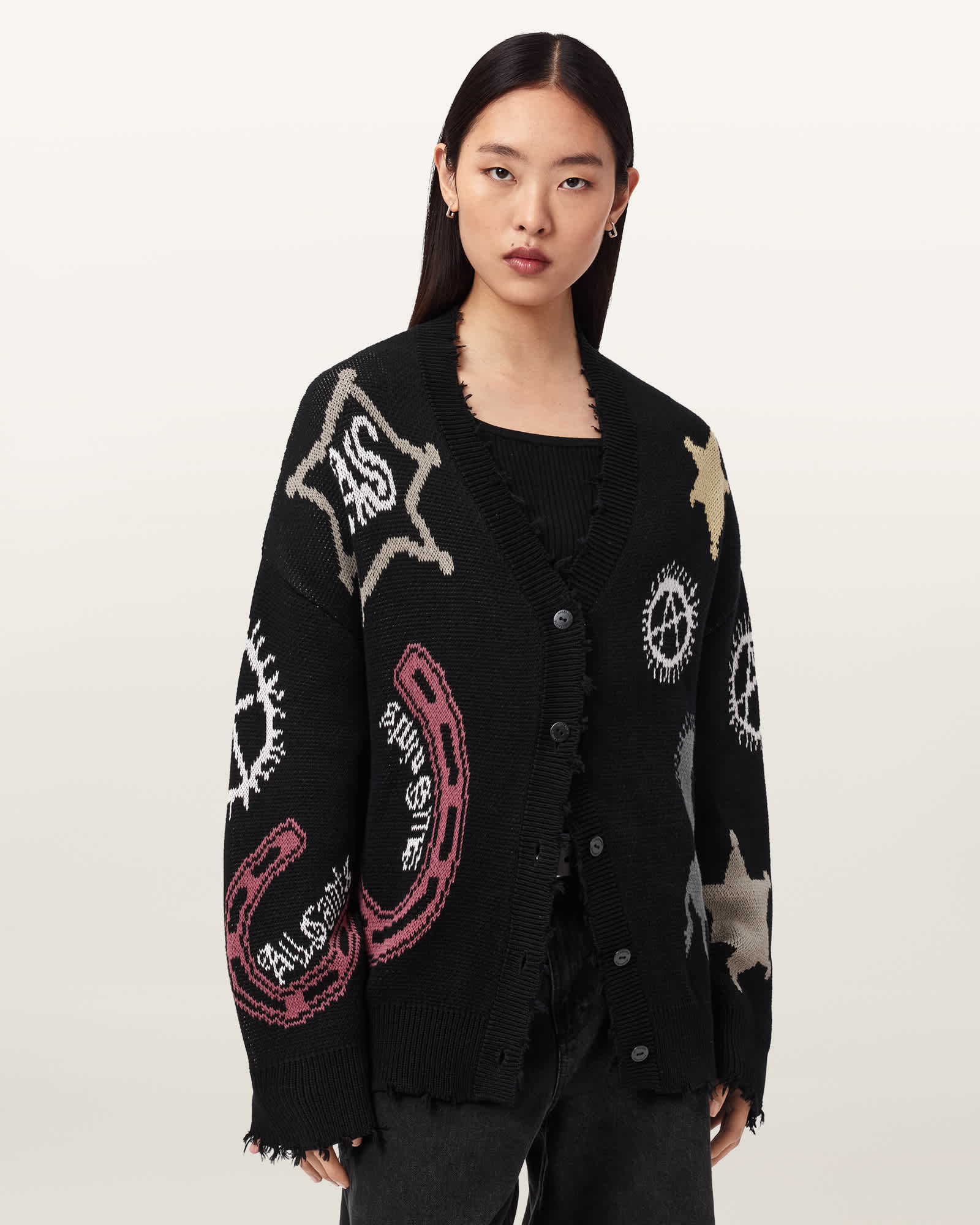 Hester Jacquard Cardigan Black | ALLSAINTS US