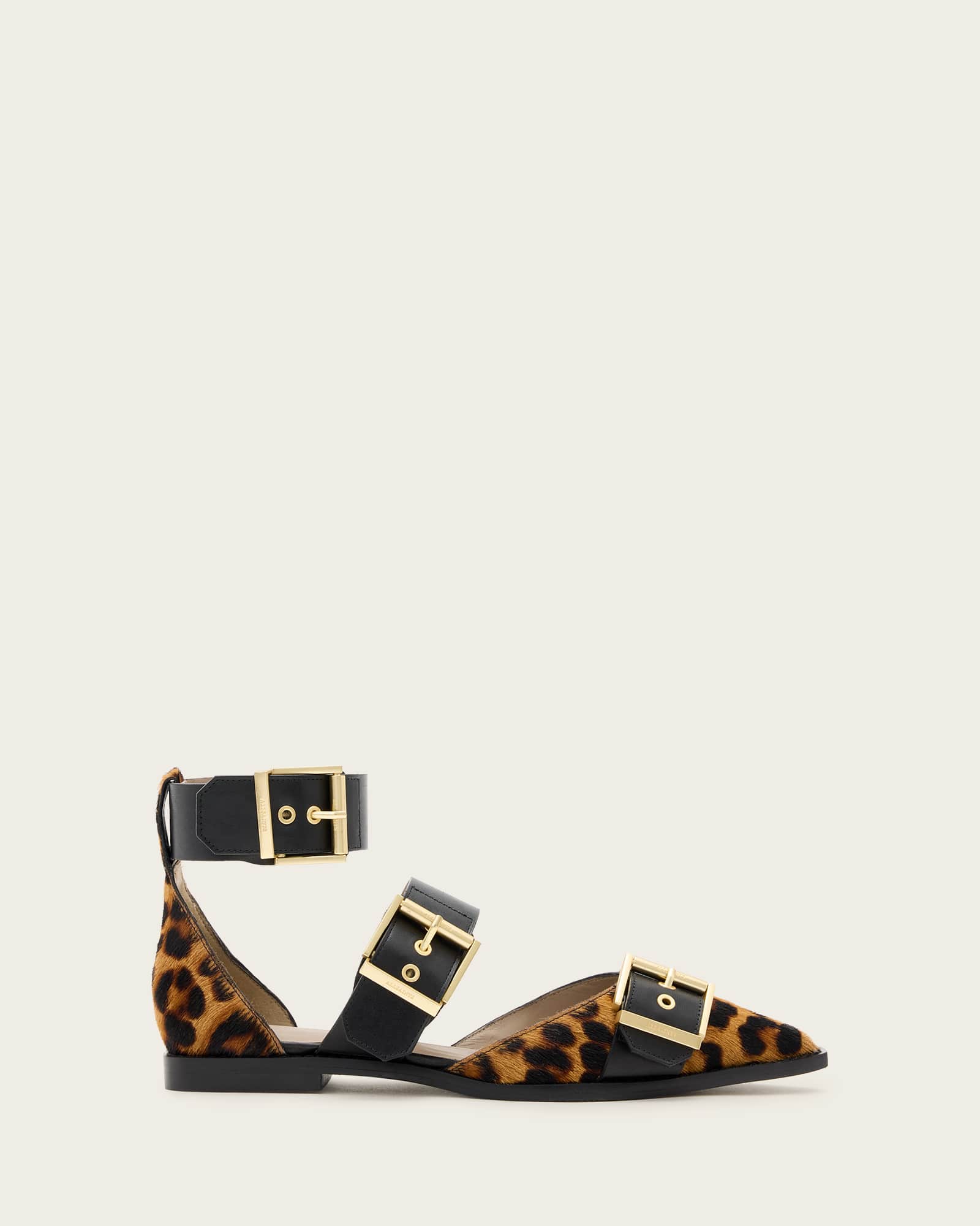 Sutton Leopard Print Pointed Toe Shoes LEPPO BROWN/BLACK | ALLSAINTS