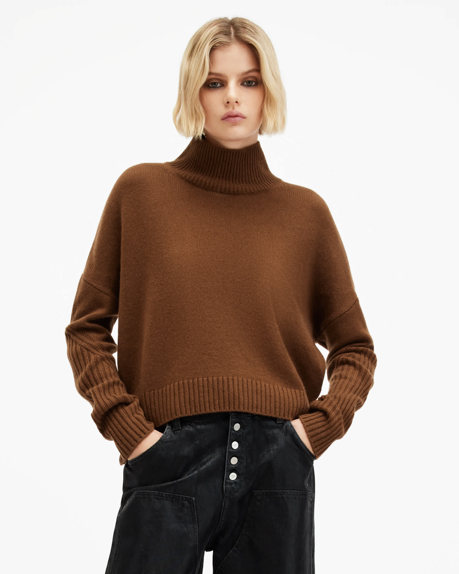 Ines Recycled Cashmere Wool Blend Jumper SUGAR BROWN | ALLSAINTS