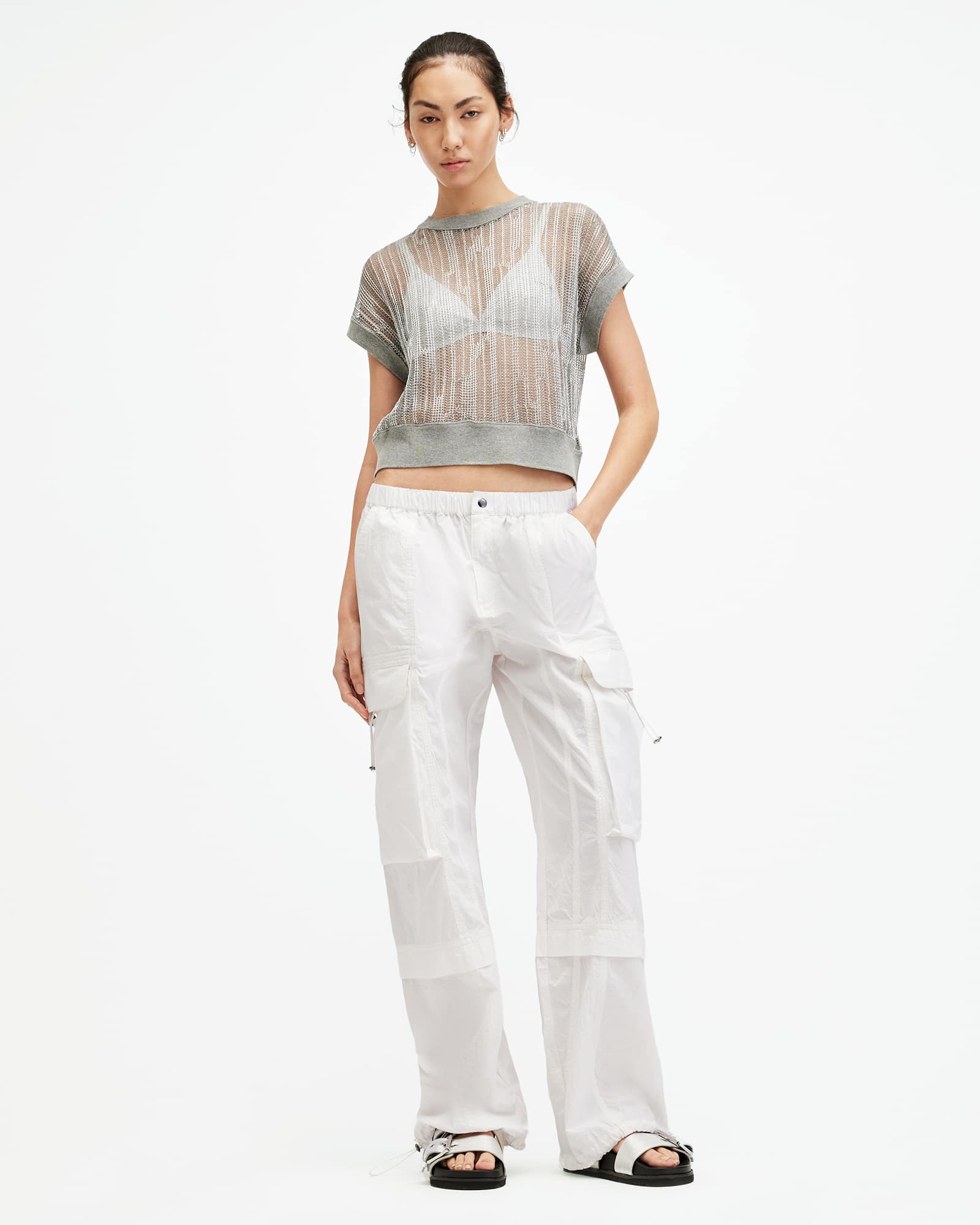 Barbara Adjustable Cuffed Cargo Pants Optic White | ALLSAINTS US