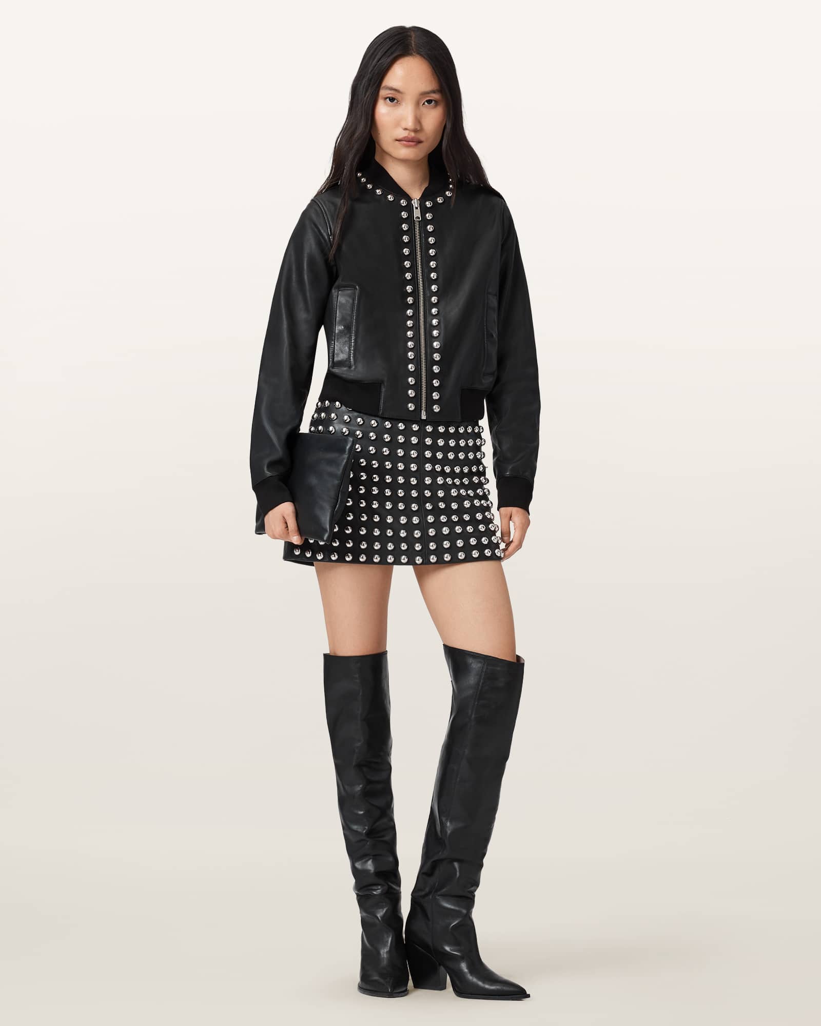 Lea Studded Leather Mini Skirt