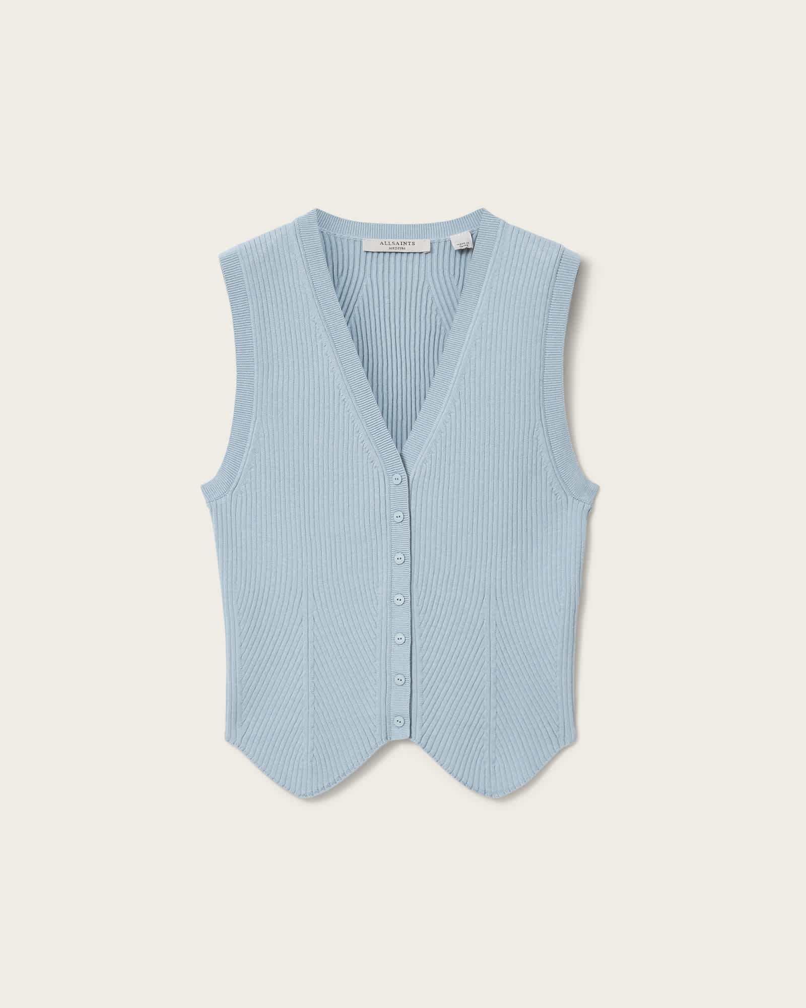 Cruz Ribbed Knitted Waistcoat QUARRY BLUE | ALLSAINTS