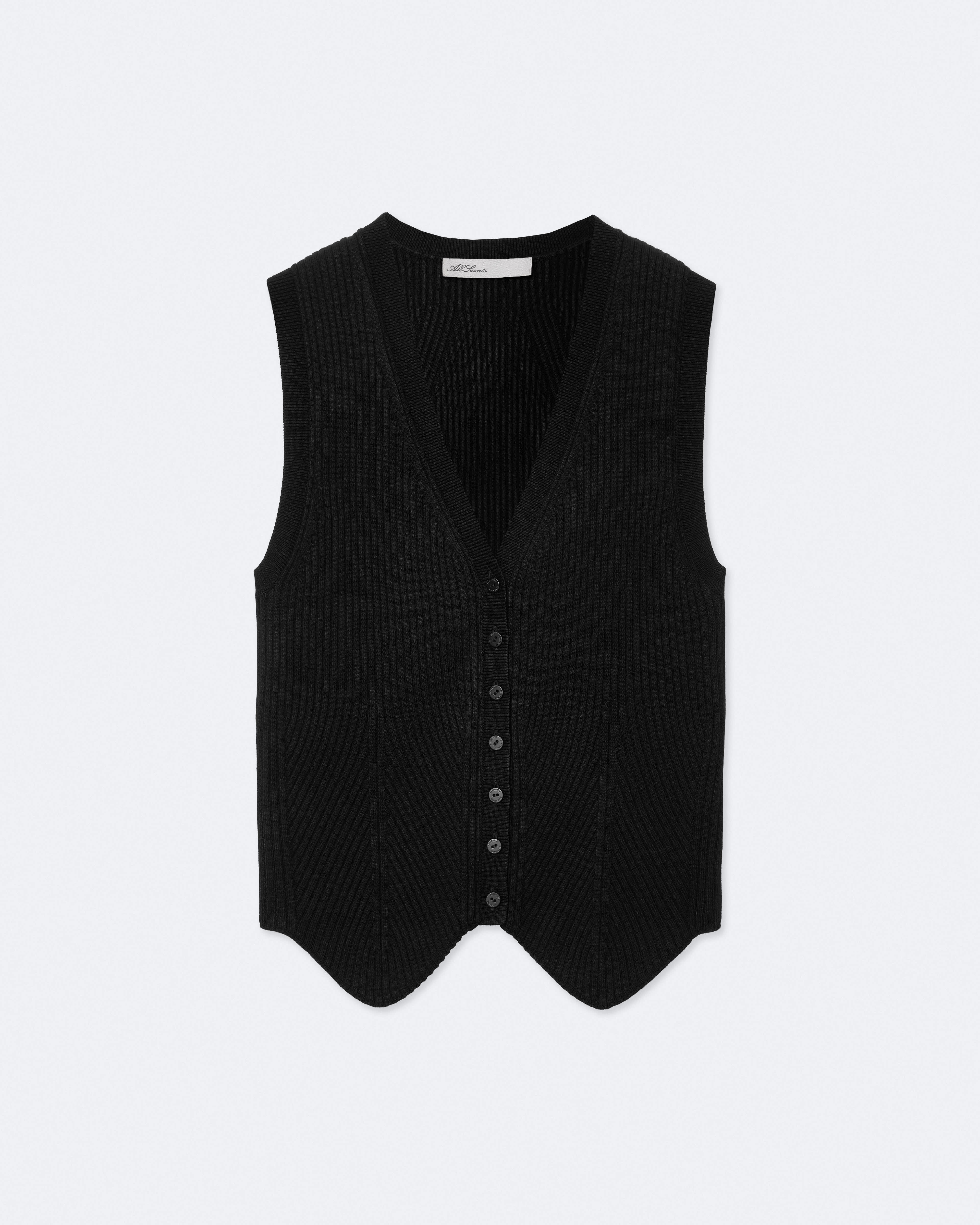 Cruz Ribbed Knitted Vest Black | ALLSAINTS US