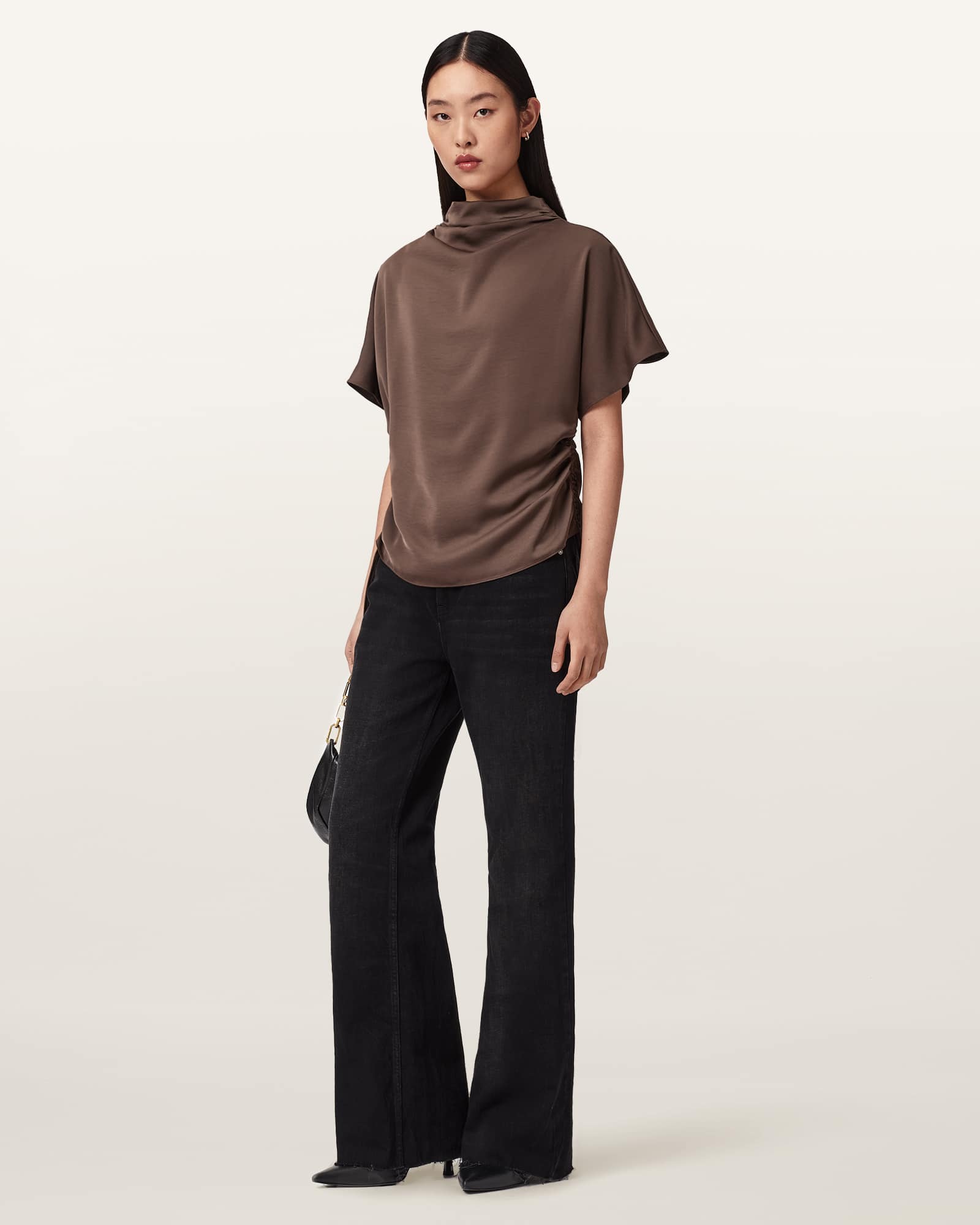 Leslie Satin Short Sleeve Top