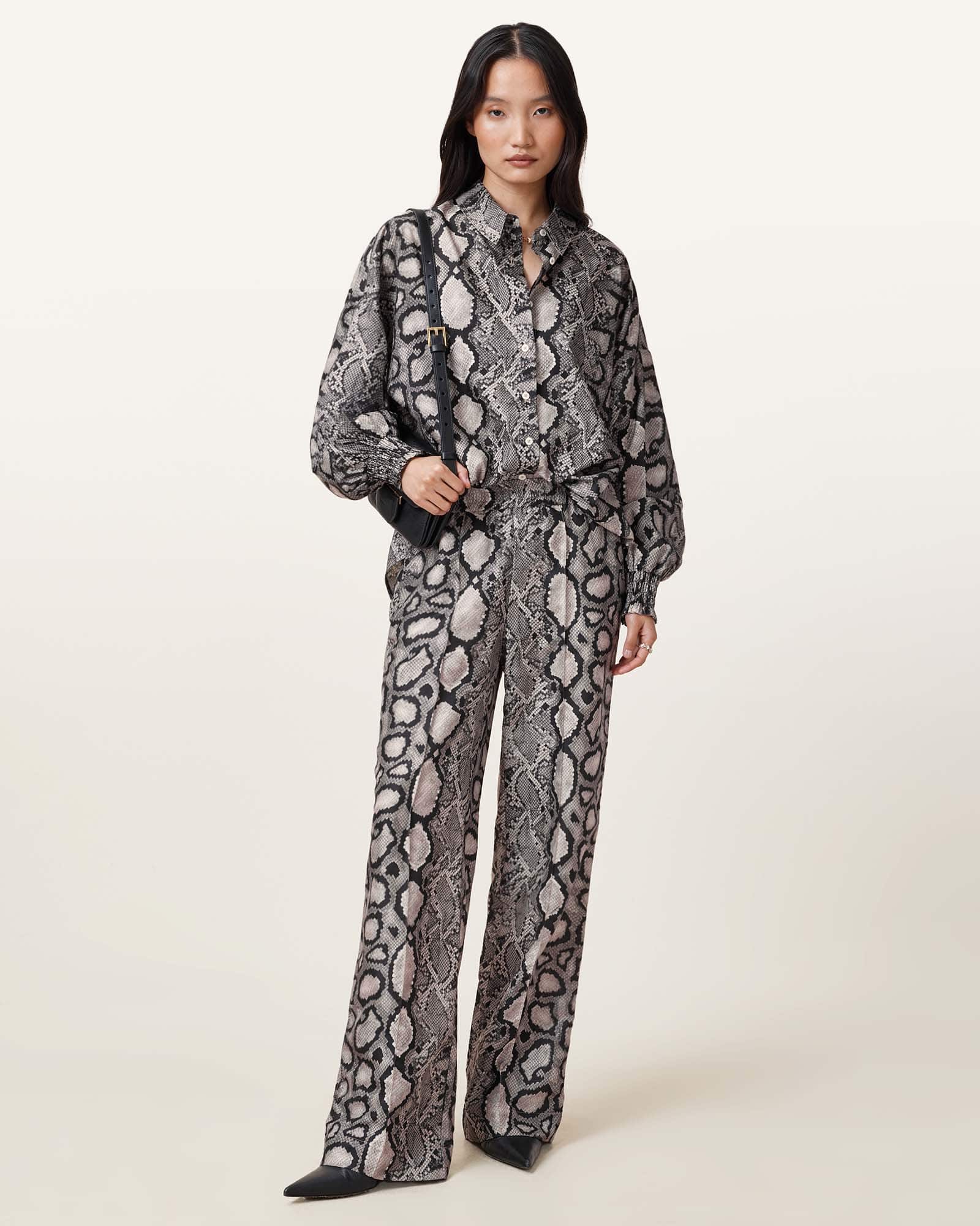 Charli Wide Leg Snake Print Pants FLOW ECRU WHITE | ALLSAINTS US Charli Wide Leg Snake Print Pants FLOW ECRU WHITE | ALLSAINTS US