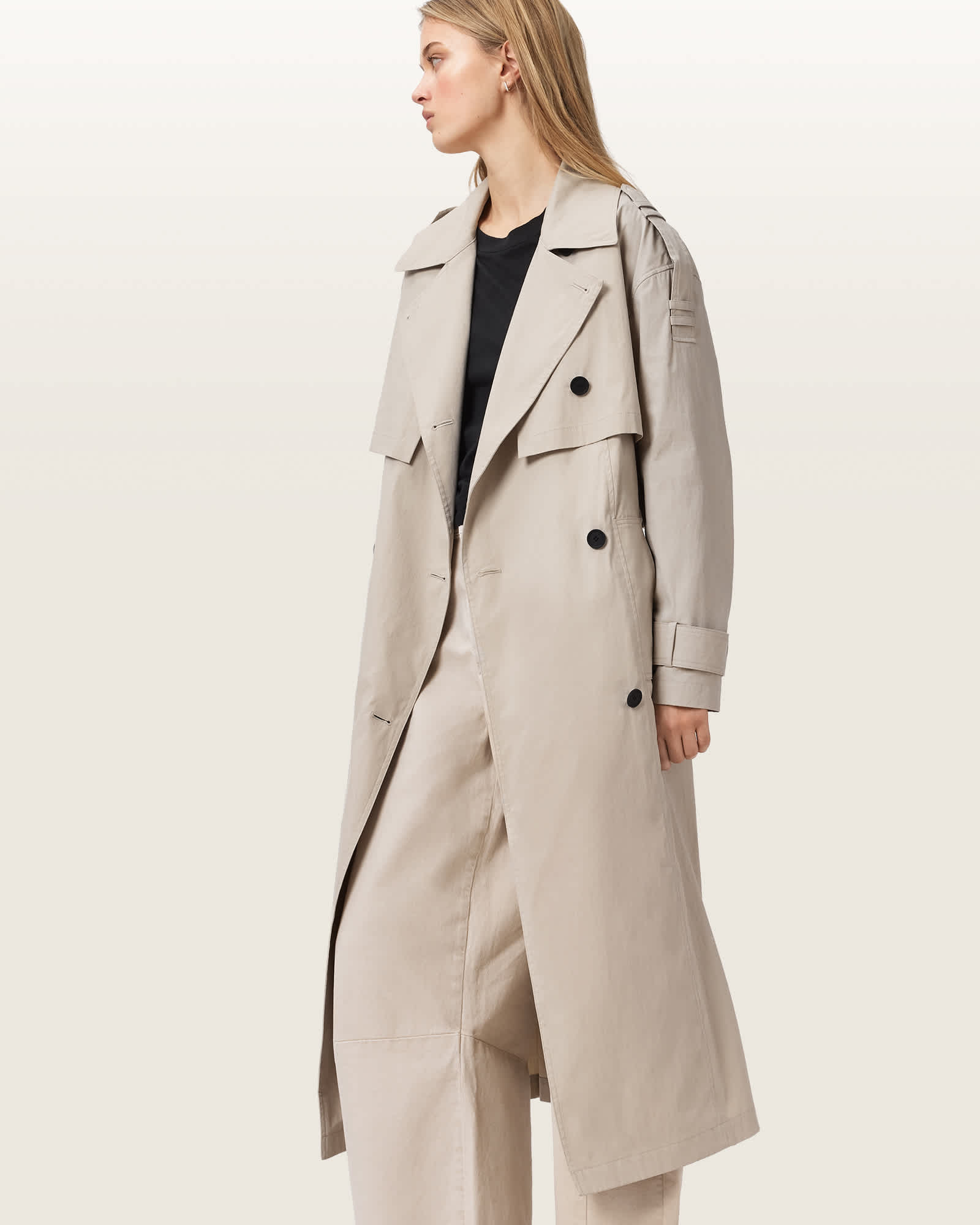 Linnie Lib Relaxed Trench Coat CLAY GREY | ALLSAINTS US