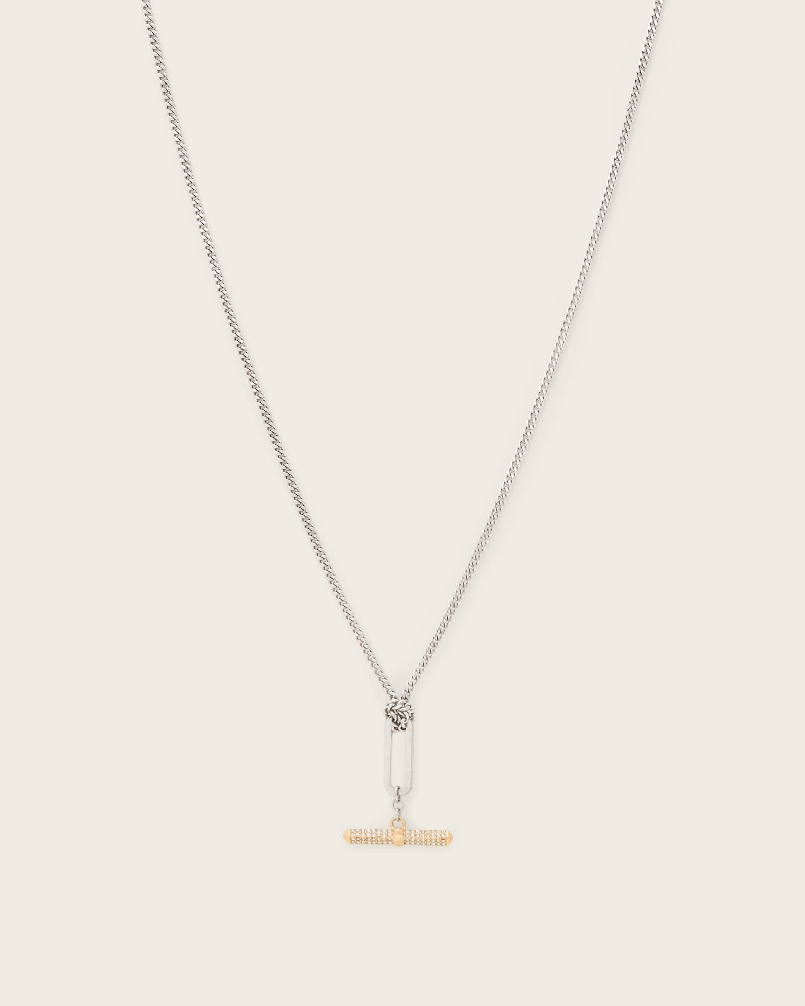 April T-Bar Necklace WARM SILVER/BRASS | ALLSAINTS US