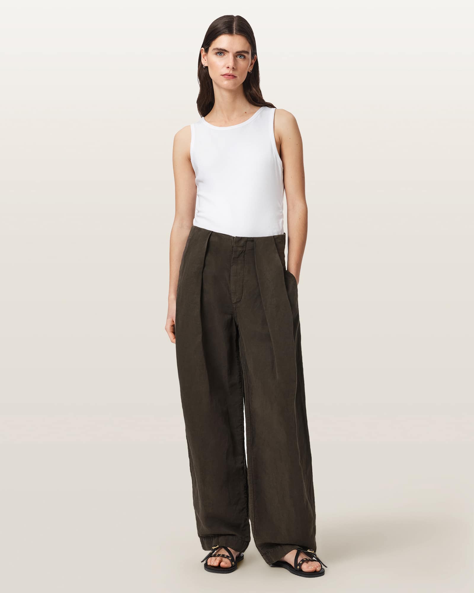 Phi Linen-Blend Wide Leg Trousers