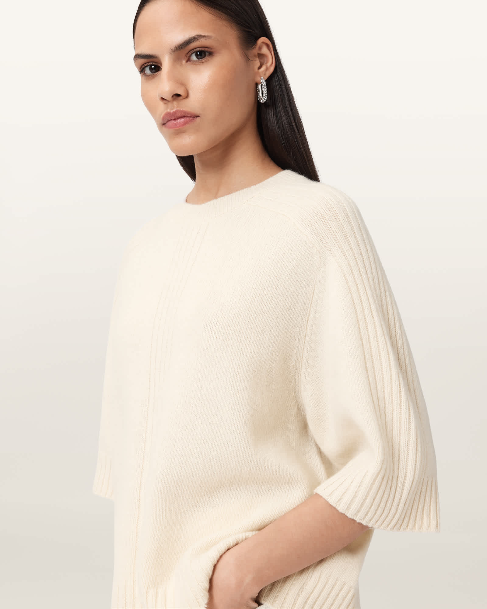 Nix Cashmere Relaxed T-Shirt Chalk White | ALLSAINTS US