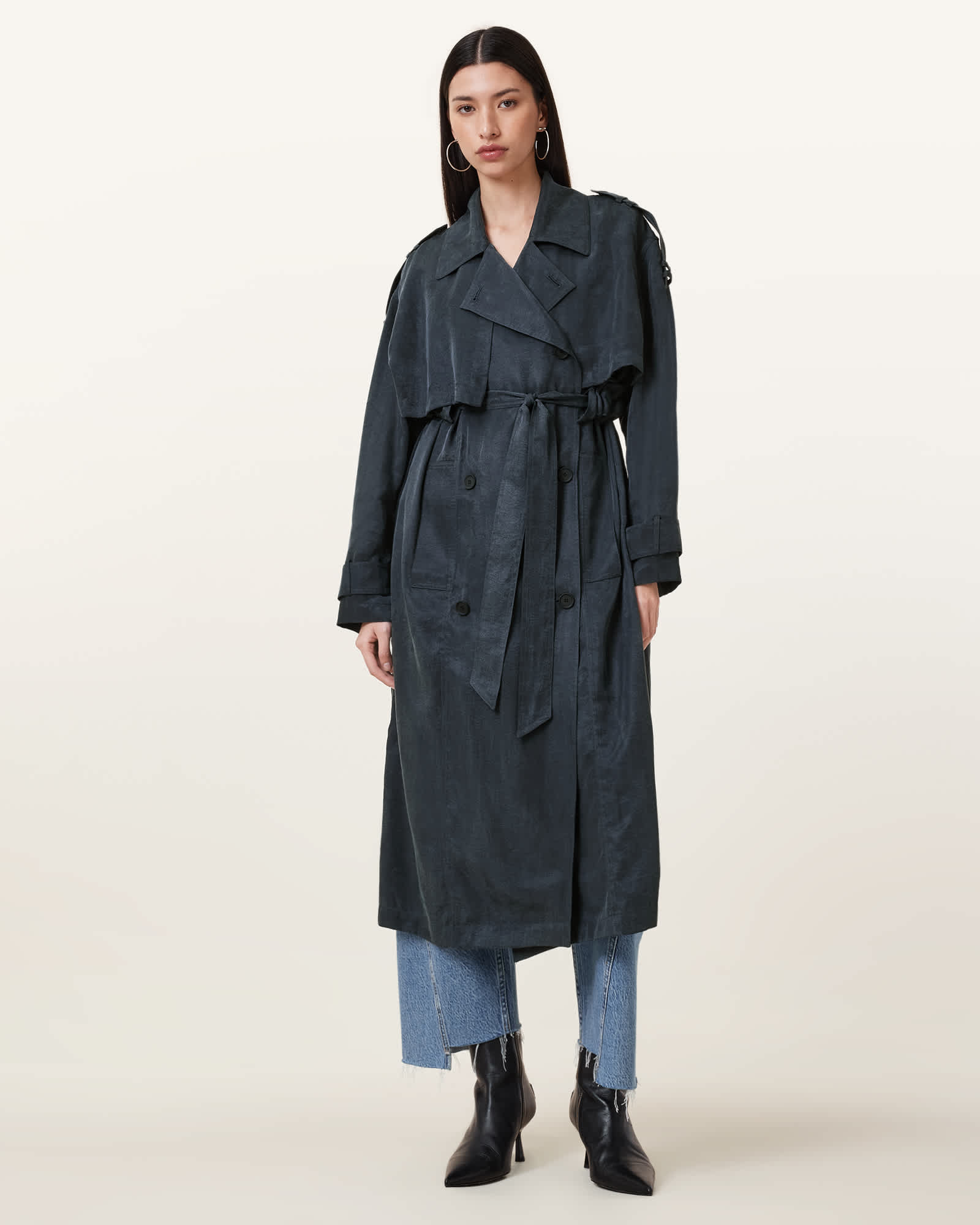 Linnie Lightweight Trench Coat BLUEBERRY BLUE | ALLSAINTS Canada Linnie Lightweight Trench Coat BLUEBERRY BLUE | ALLSAINTS Canada