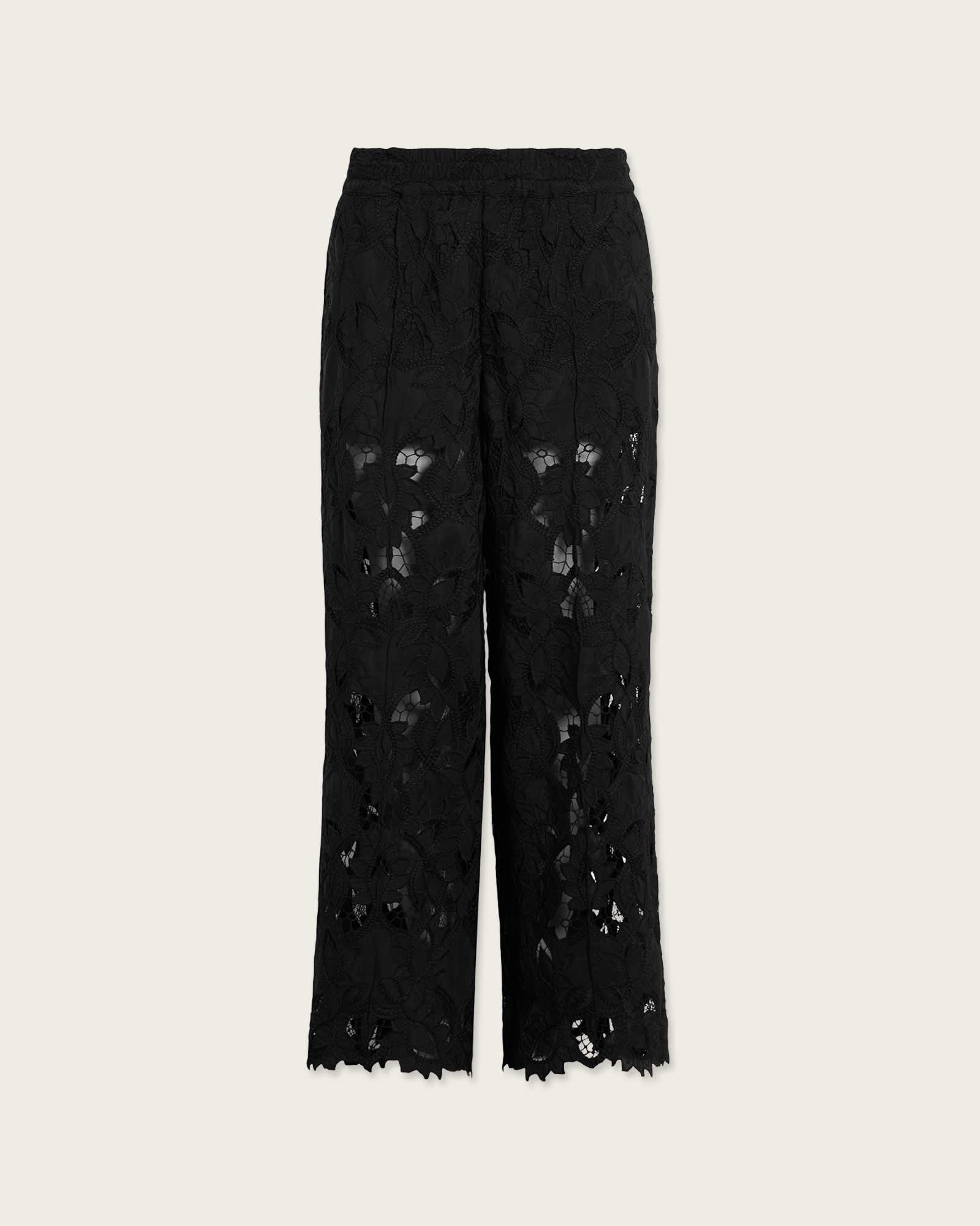 Charli Embroidered Straight-Fit Trousers Black | ALLSAINTS Canada