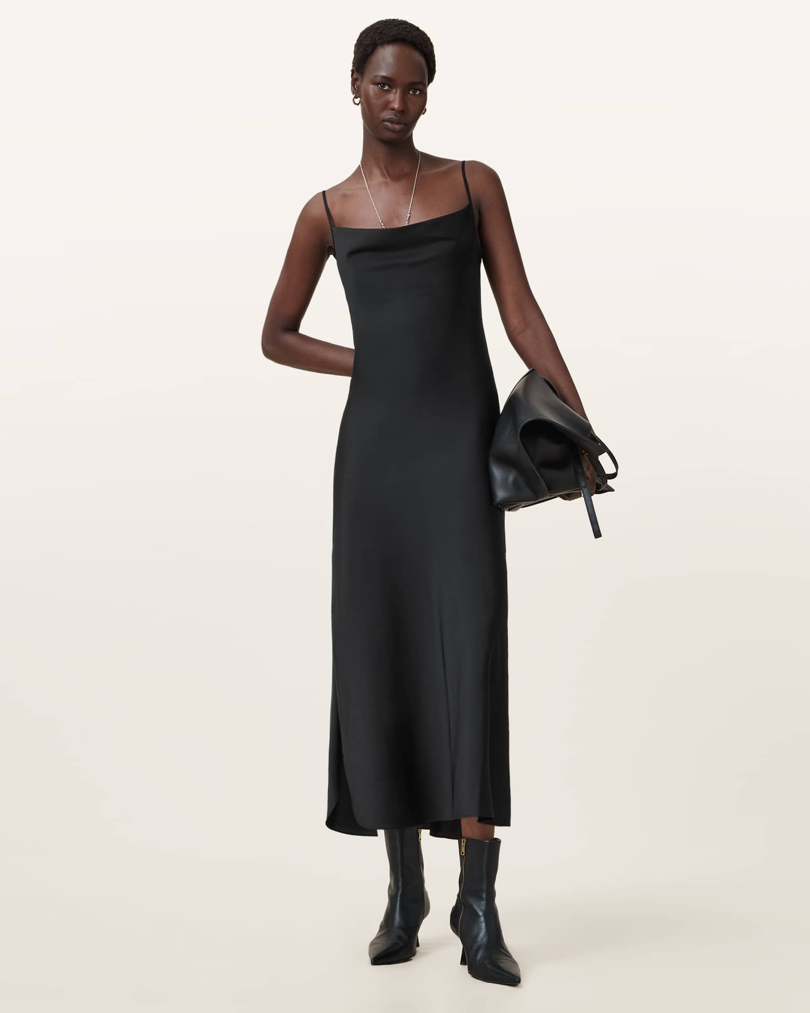 Hadley Slim Fit Midi Dress Black ALLSAINTS