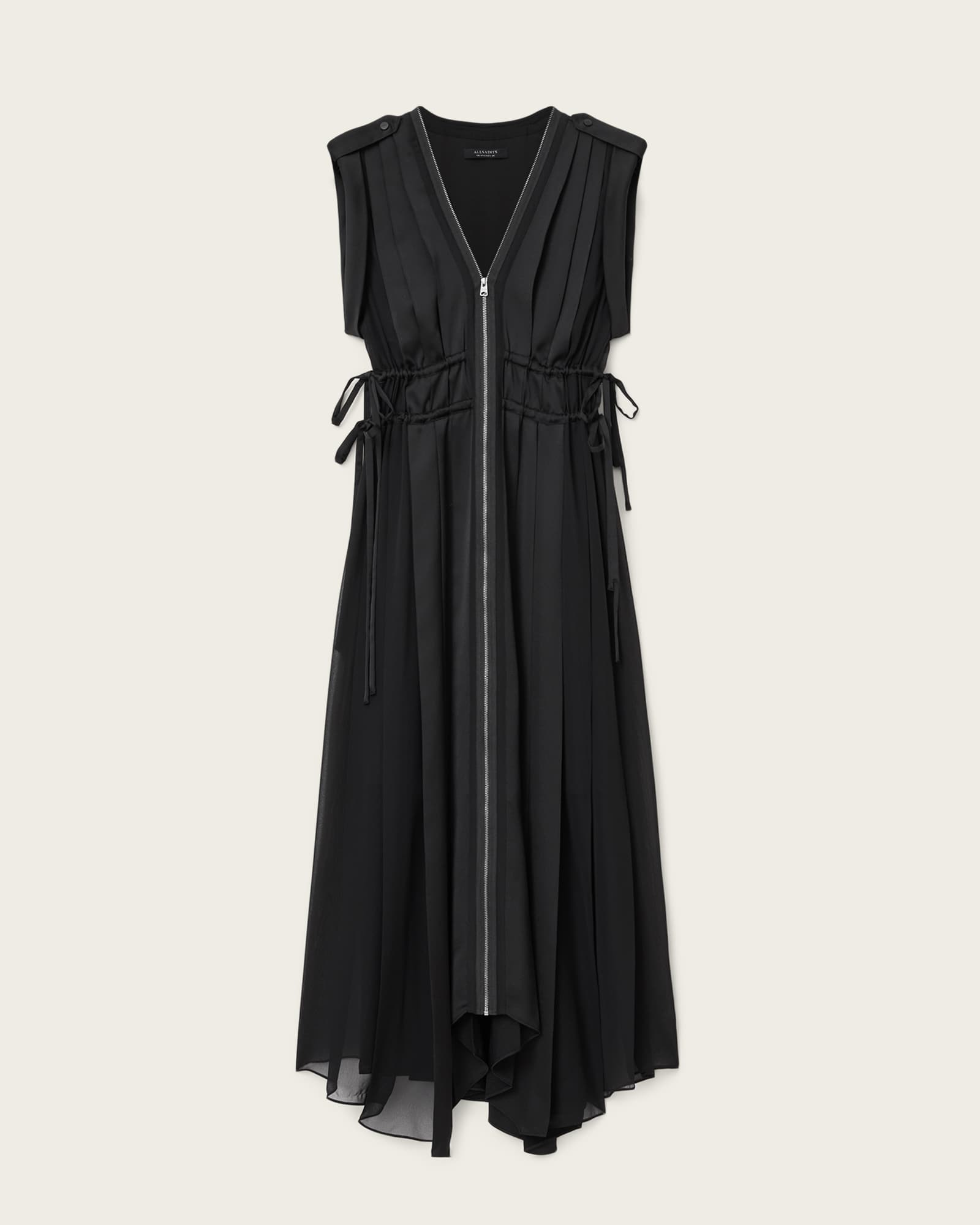Amala Zip Detail Midi Dress Black | ALLSAINTS