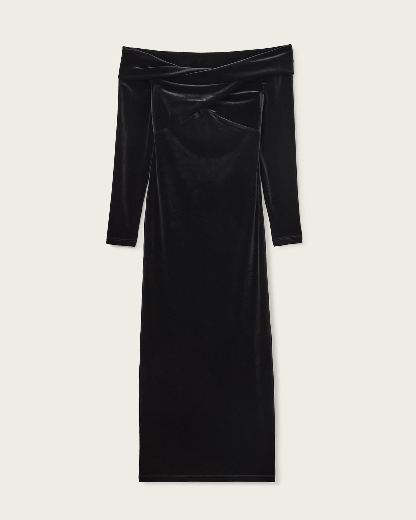 AllSaints Women's Delta Velvet Midi Dress, Black, Size 4