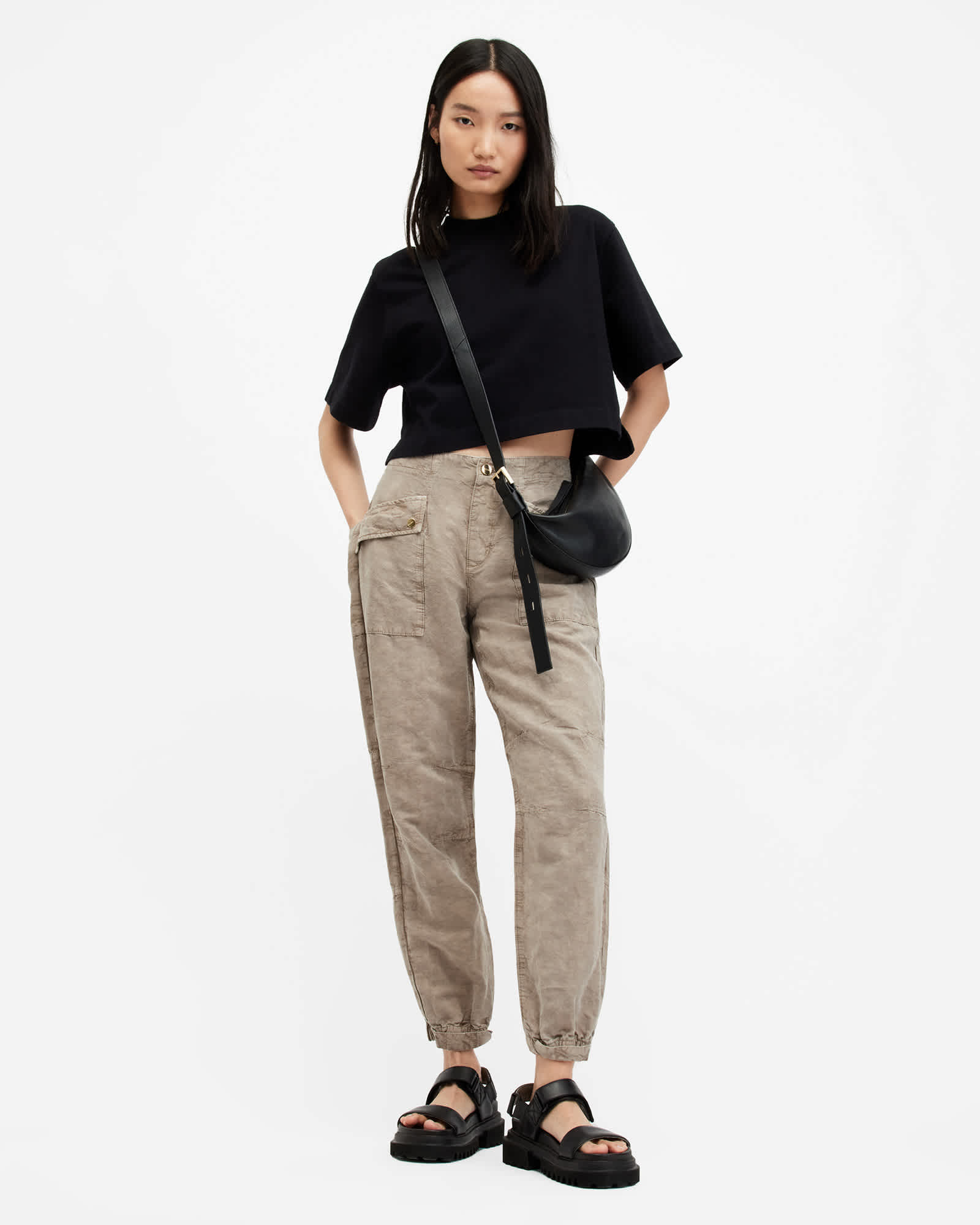 Val Linen Blend Cargo Pants Taupe Brown | ALLSAINTS US