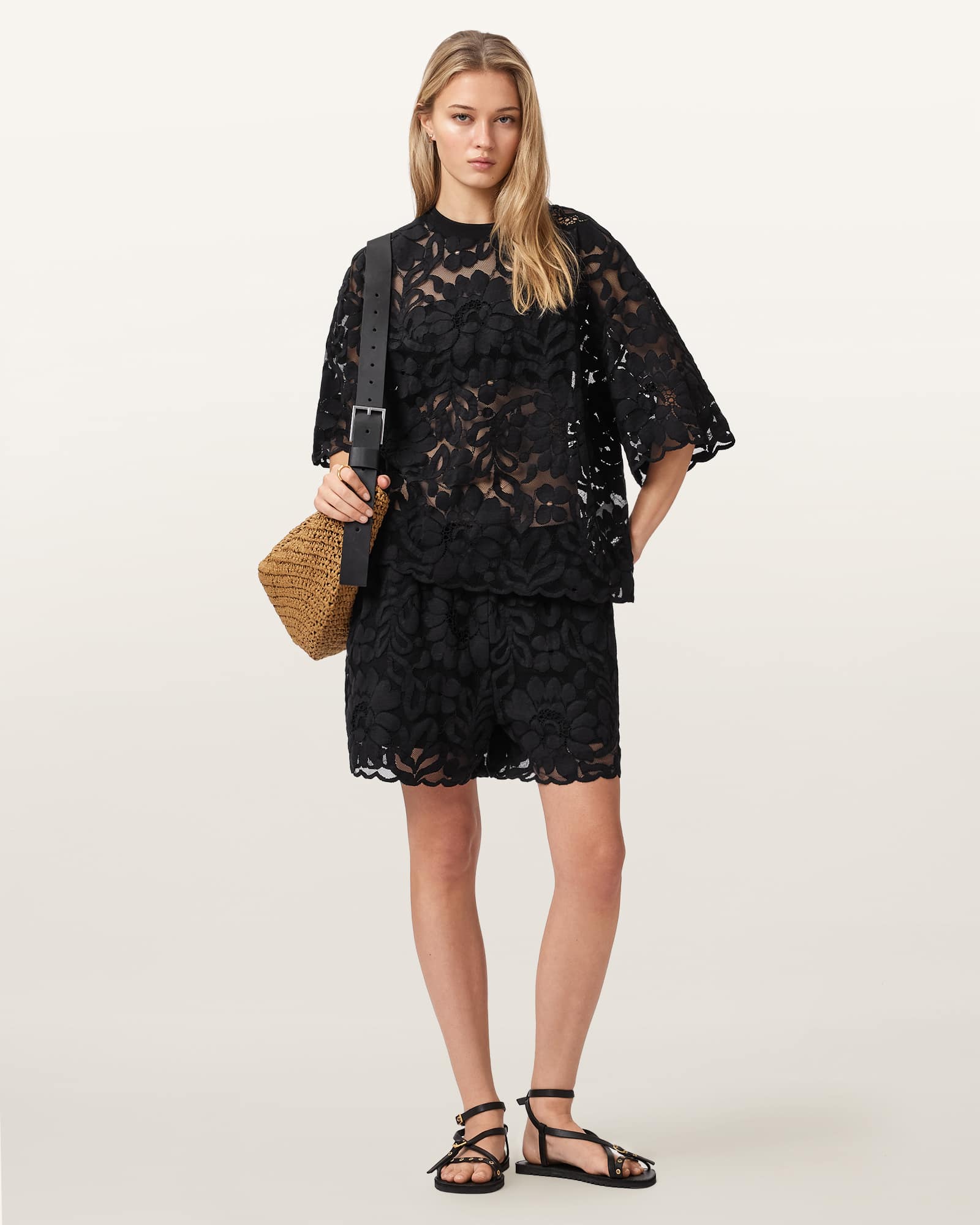 Amelie Mid Rise Relaxed Lace Shorts