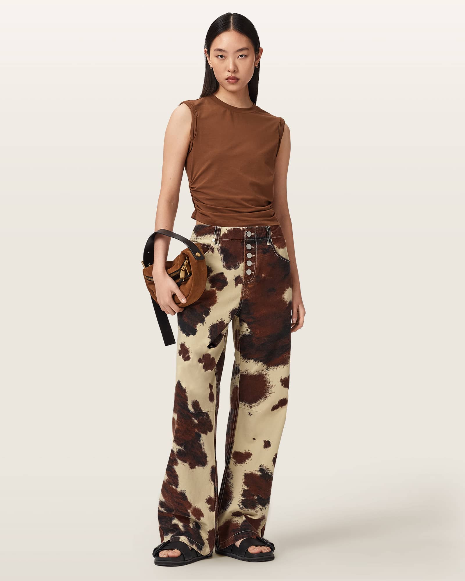 All Saints Taya Cow Print Denim Jeans