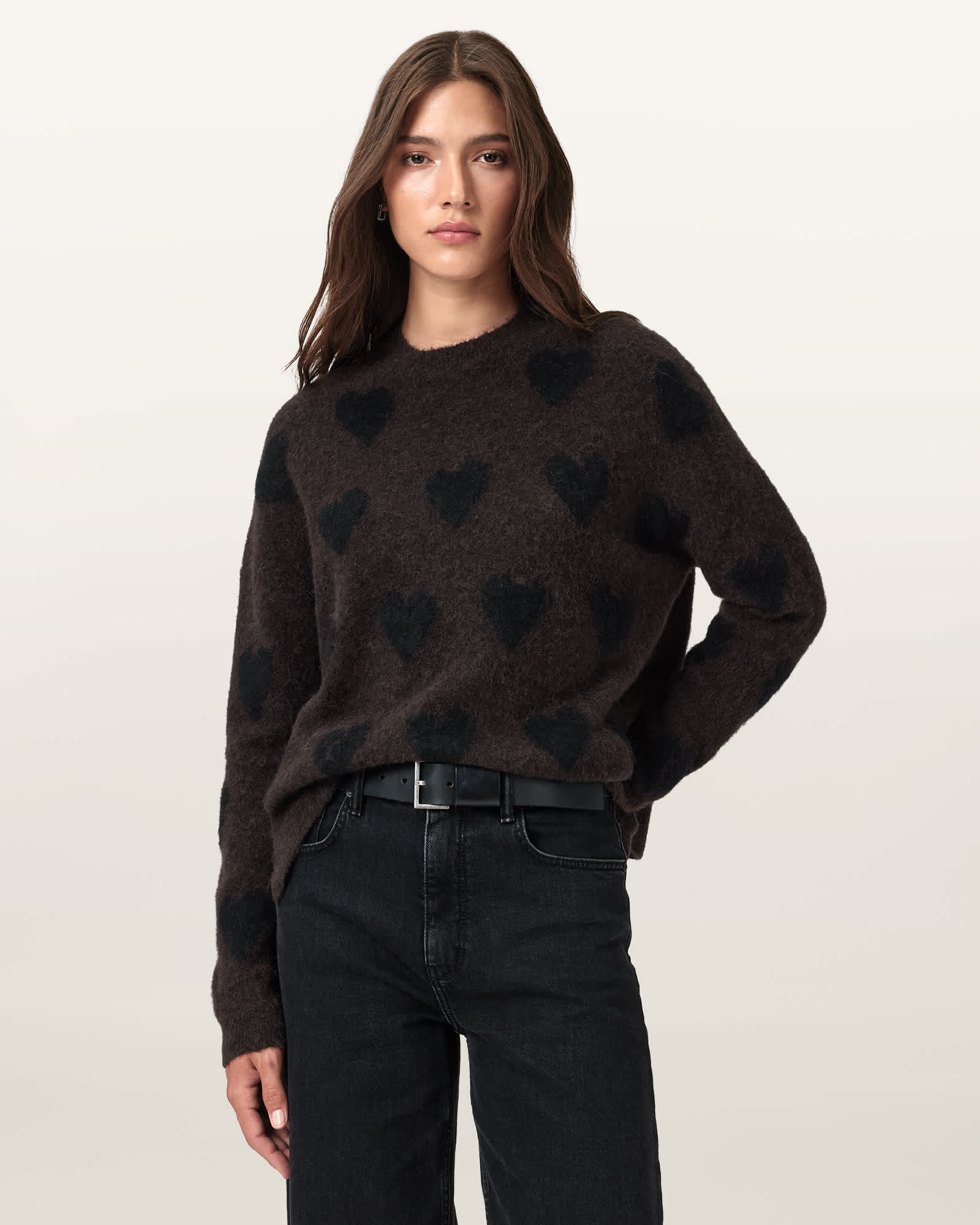 Amora Jacquard Brushed Jumper OXBLOOD RED/BLACK | ALLSAINTS
