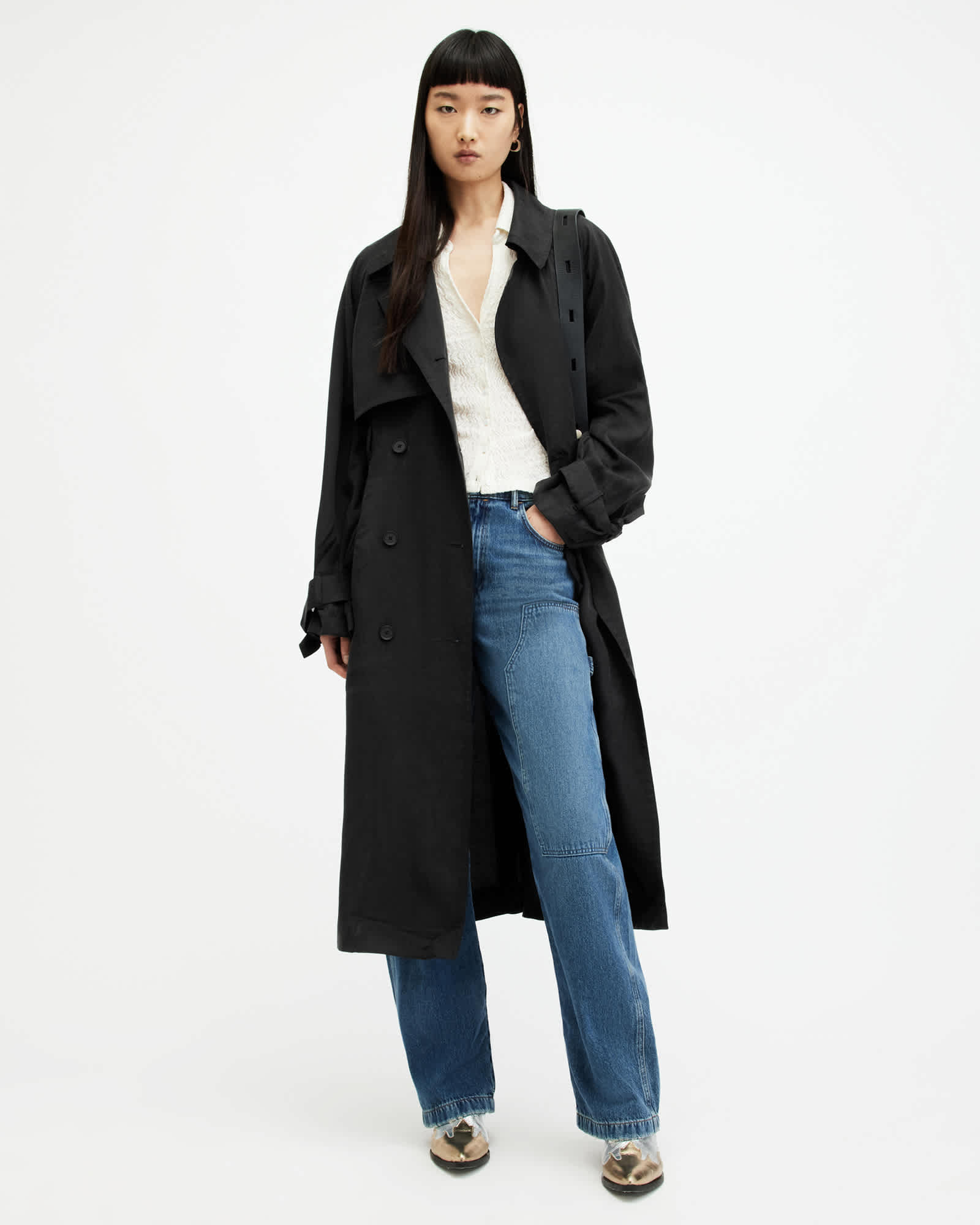 Kikki Oversized Trench Coat Black | ALLSAINTS US
