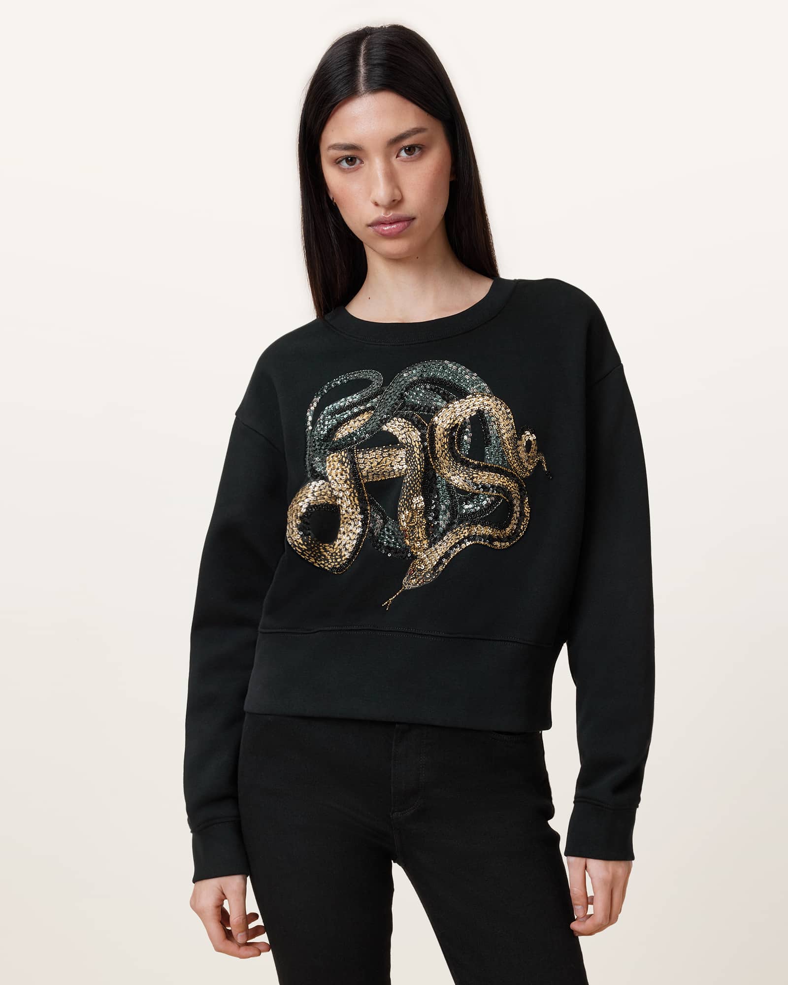 (取寄) オールセインツ レディース セパロ パール スウェット AllSaints women Separo Pearl Sweat Black AllSaints Separo Imitation Pearl & Crystal Embellished