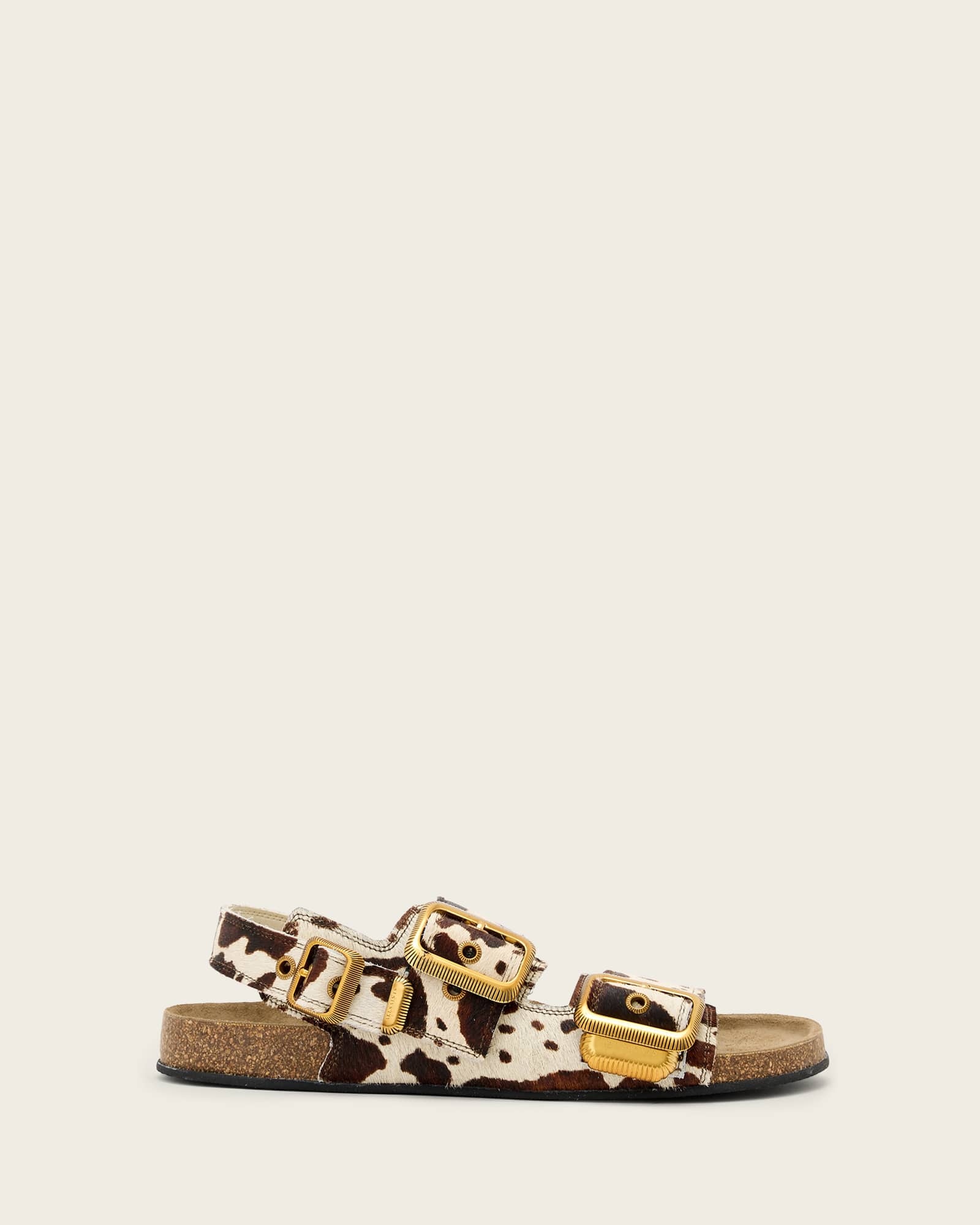 Staffa Cowhide Buckle Sandals COW PRINT | ALLSAINTS
