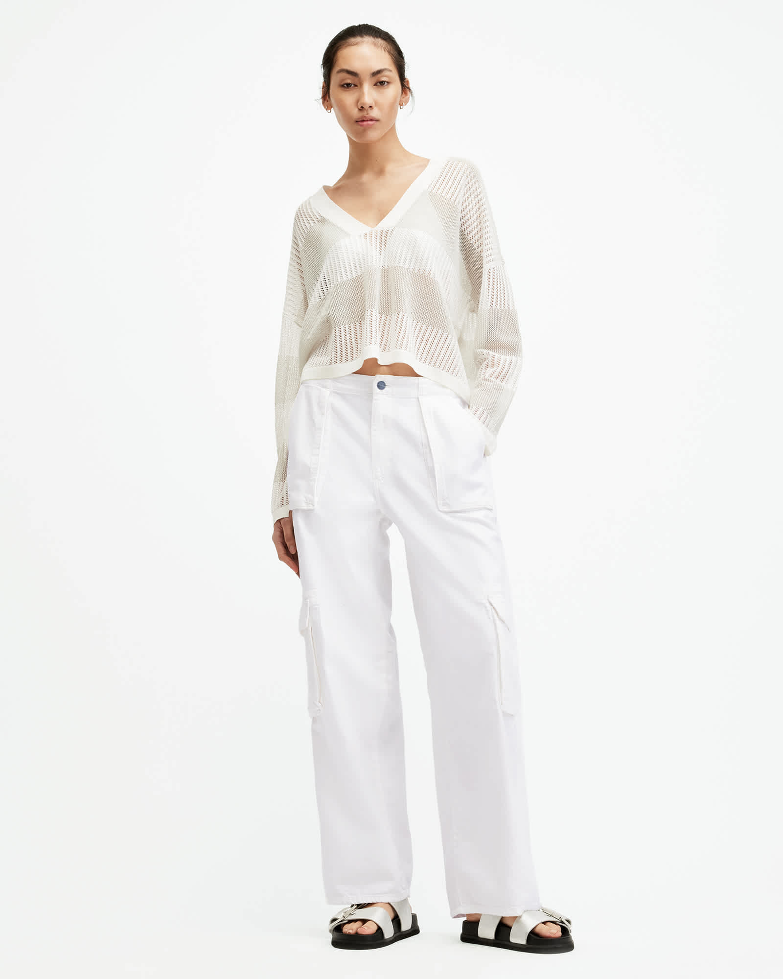 Frieda Straight Cargo Pants Off White | ALLSAINTS US