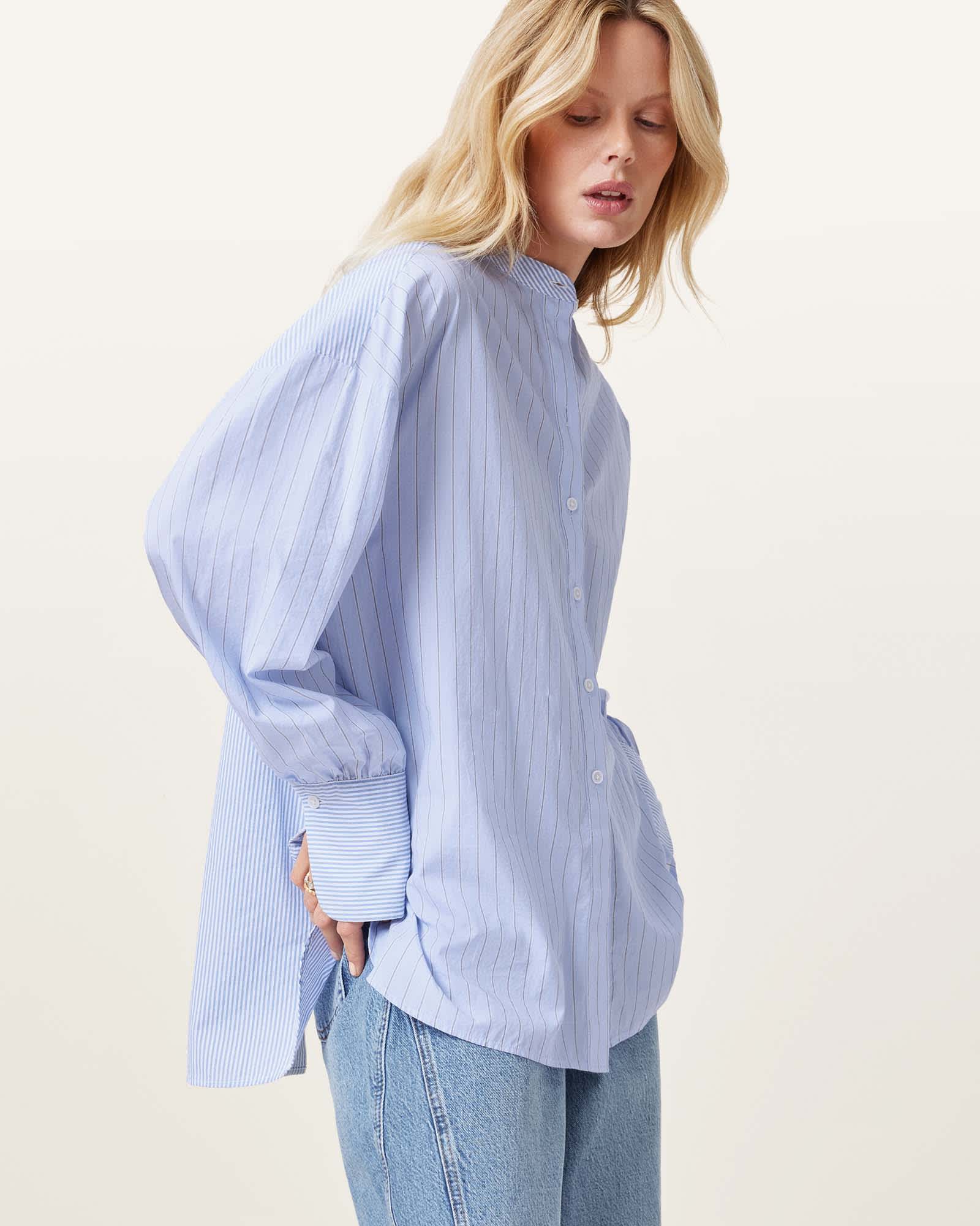 Chemise Décontractée Femme à Rayures A.N.A - Taille L, Coupe Boyfriend Relaxed, Manches Longues, Couleur Taupe, Occasion Très Bon état